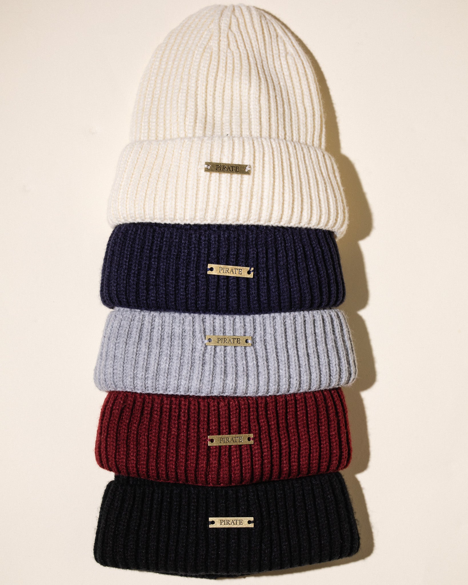 Pirate Ribbed Beanie (Maroon)