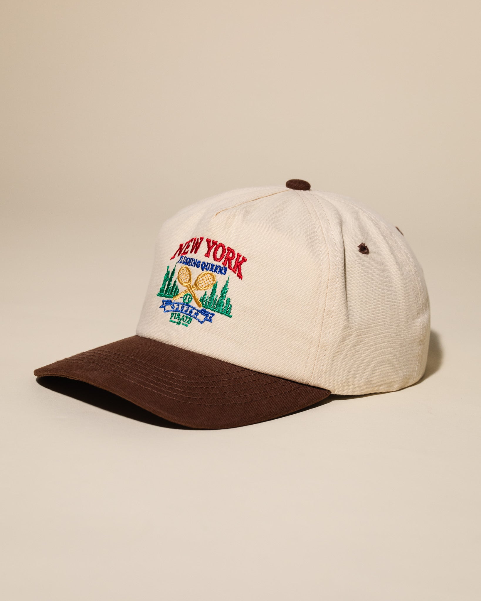 New York Courts Vintage Hat (Cream/Brown)