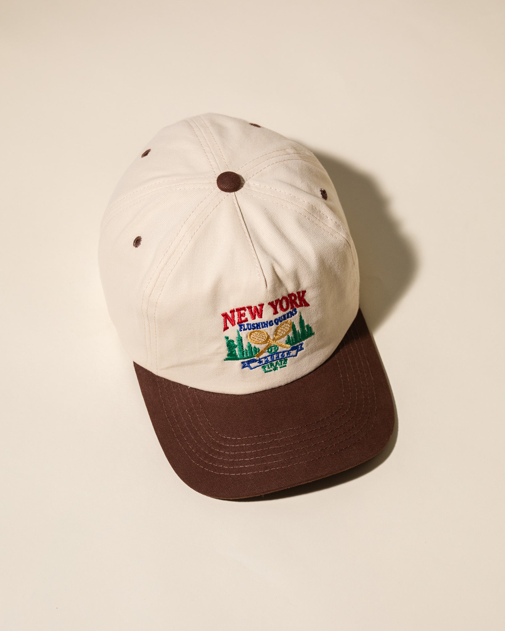 New York Courts Vintage Hat (Cream/Brown)
