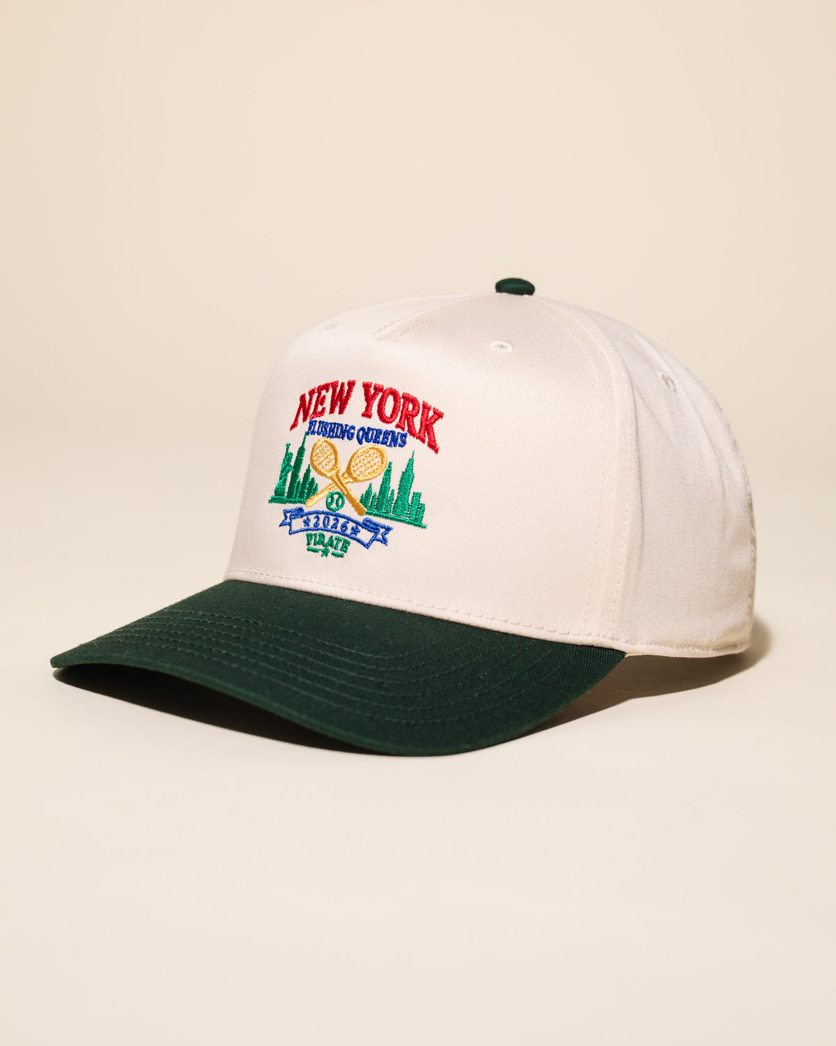 New York Courts Hat (Cream/Green)
