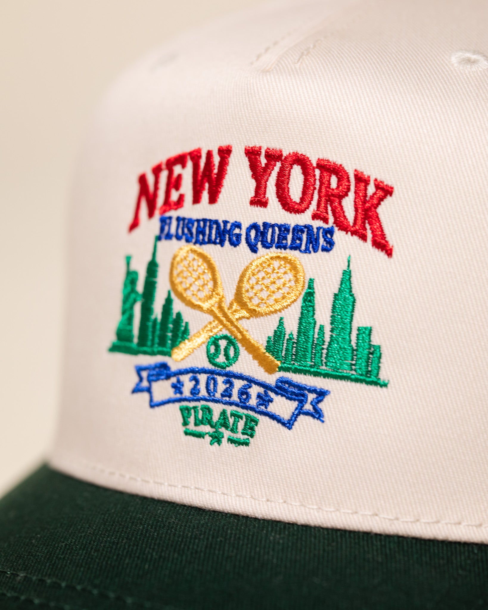 New York Courts Hat (Cream/Green)