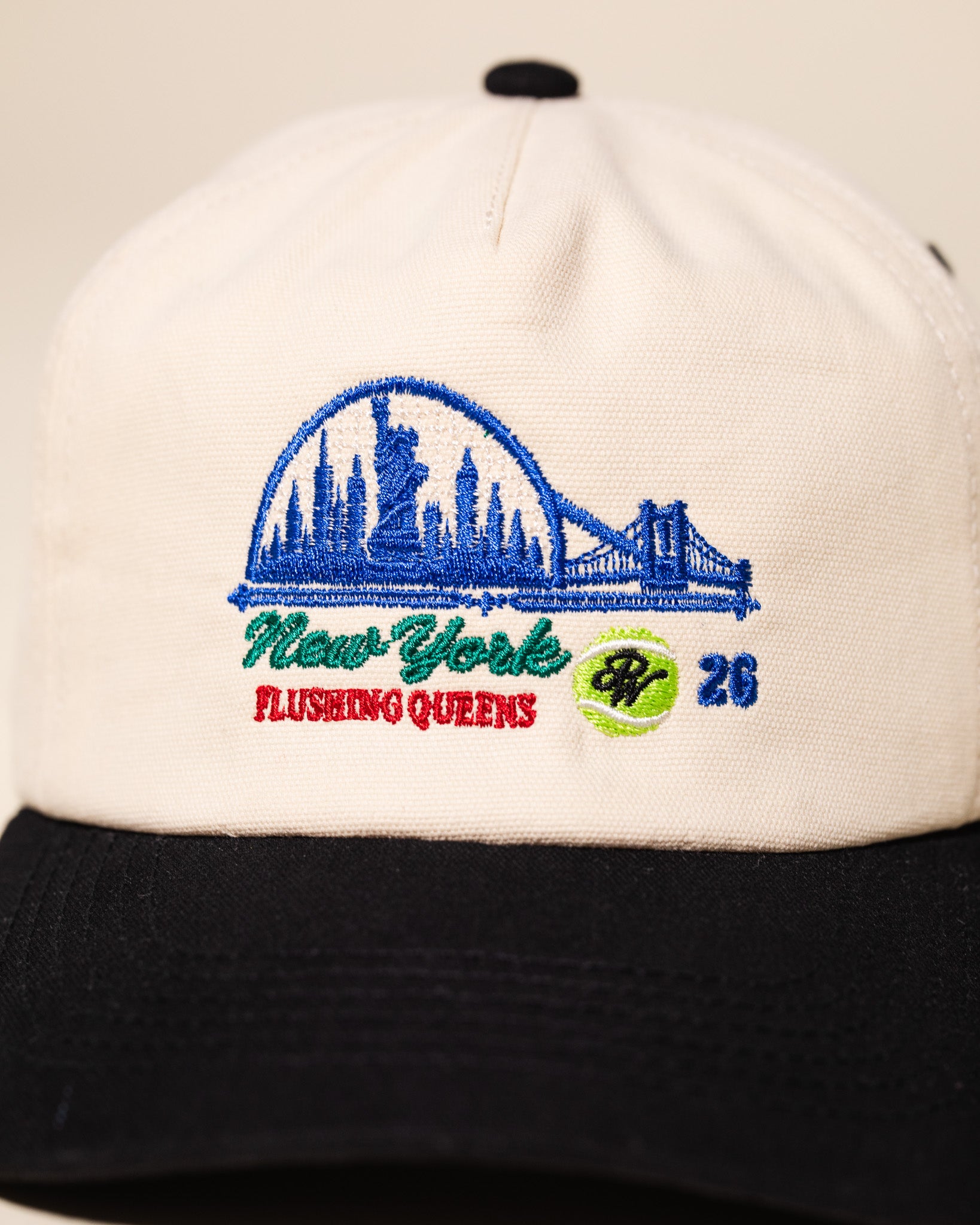 Queens Tennis Vintage Hat (Cream/Black)