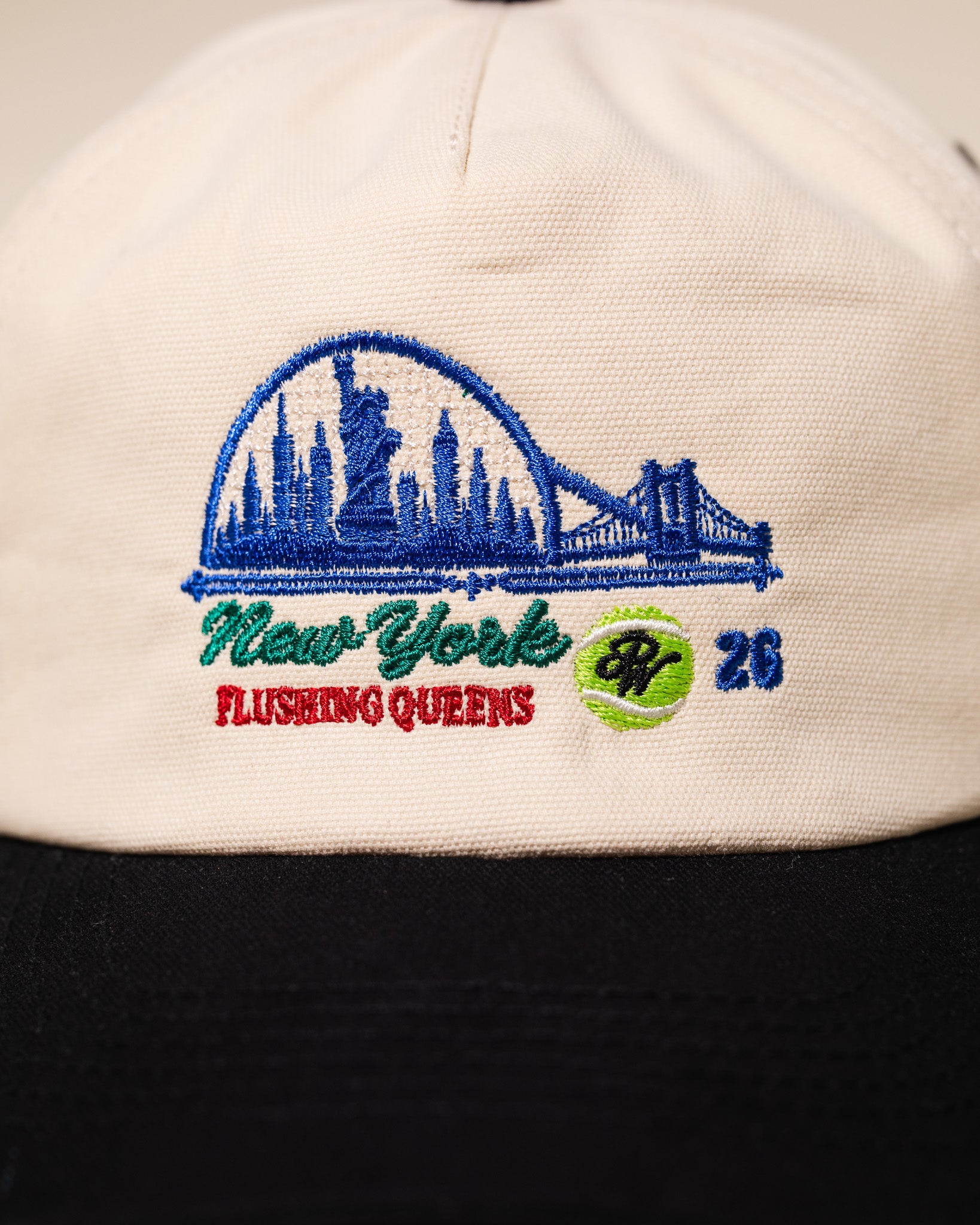 Queens Tennis Vintage Hat (Cream/Black)