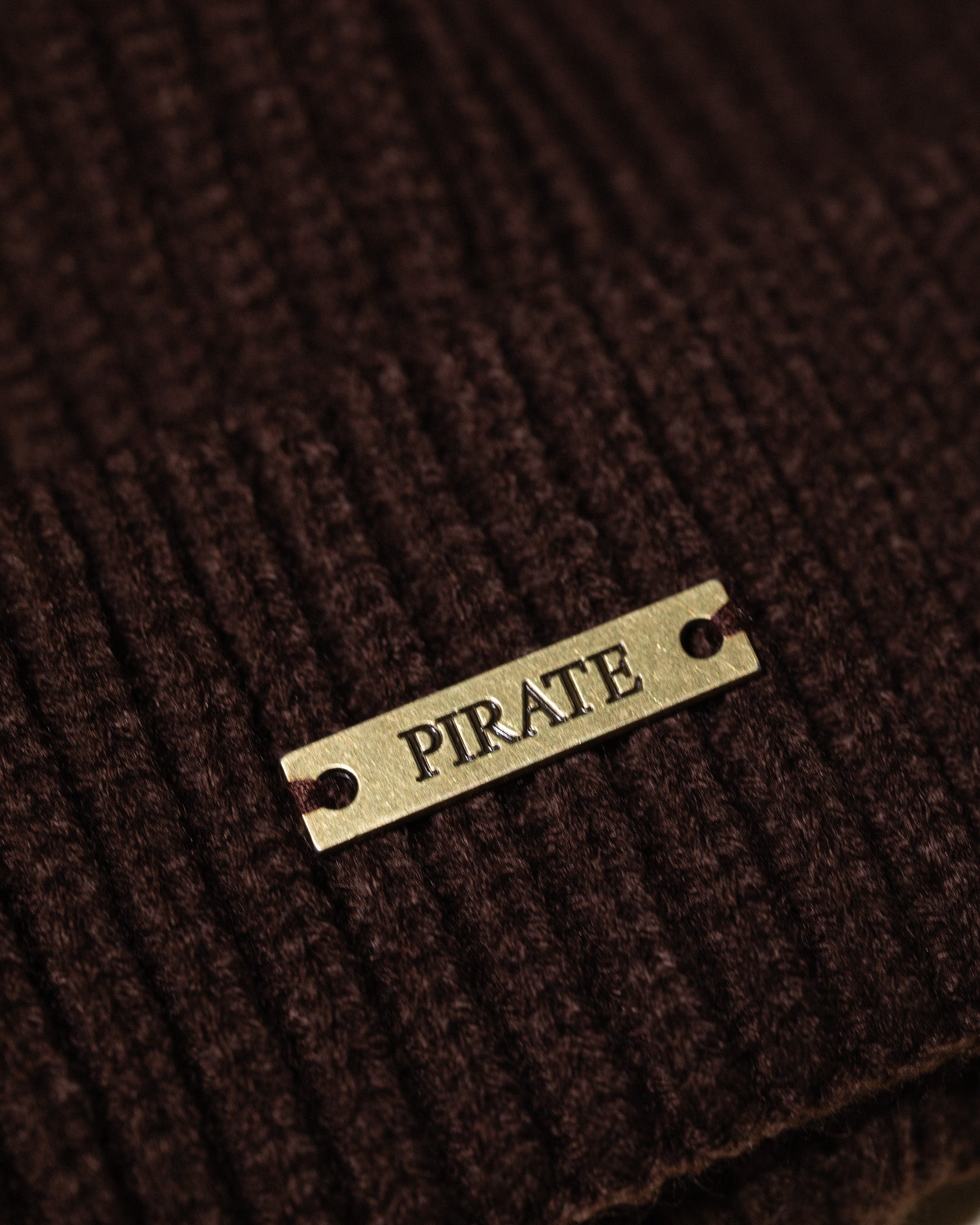 Pirate Ribbed Beanie (Brown)