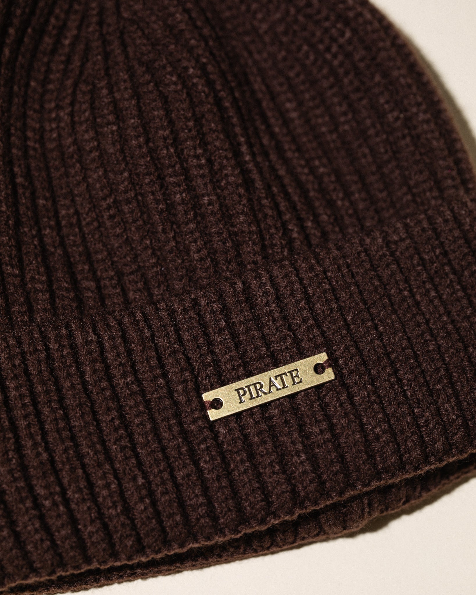 Pirate Ribbed Beanie (Brown)