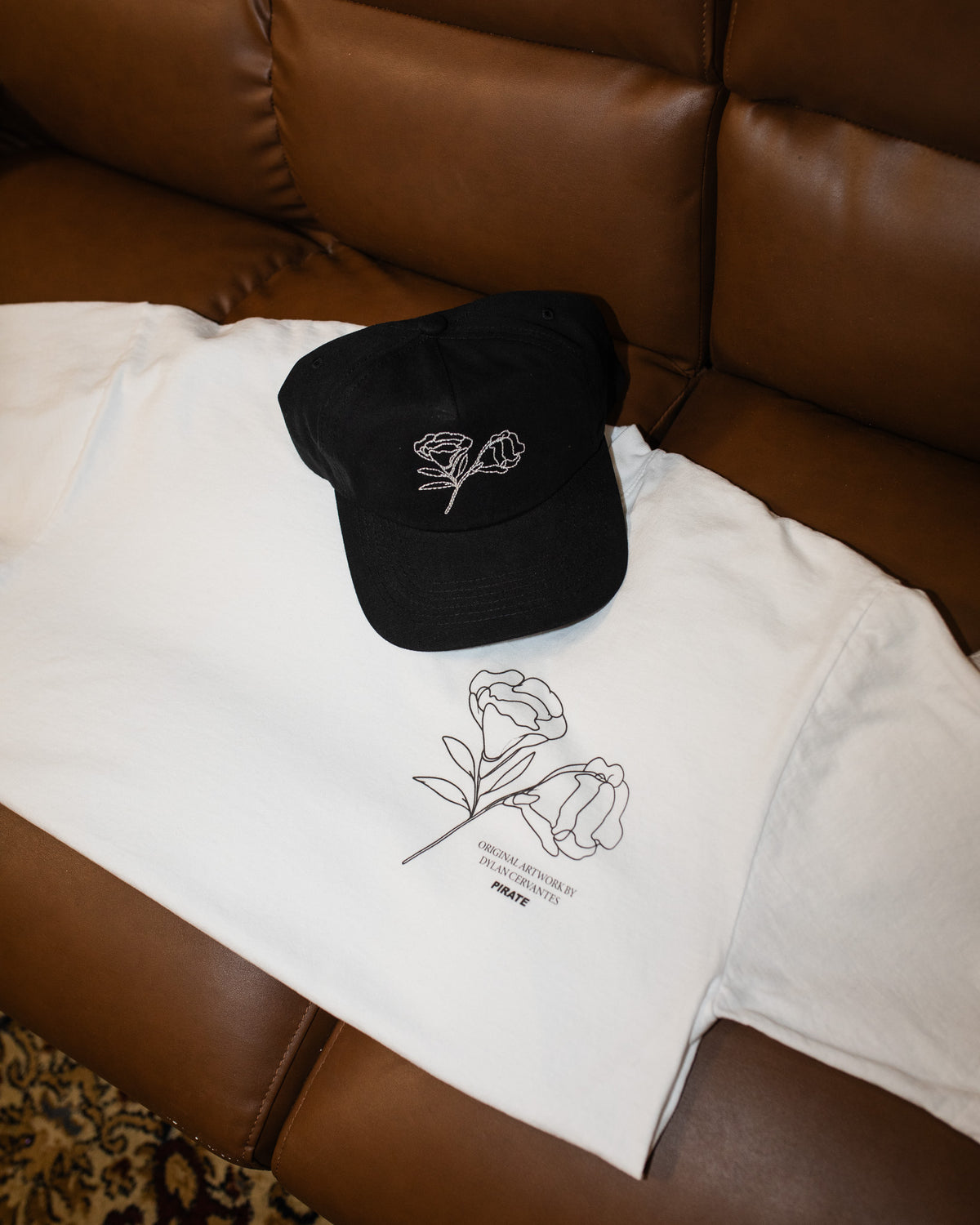 Pirate x Dylan Cervantes “Two Flowers, 2026” Graphic Tee (White)