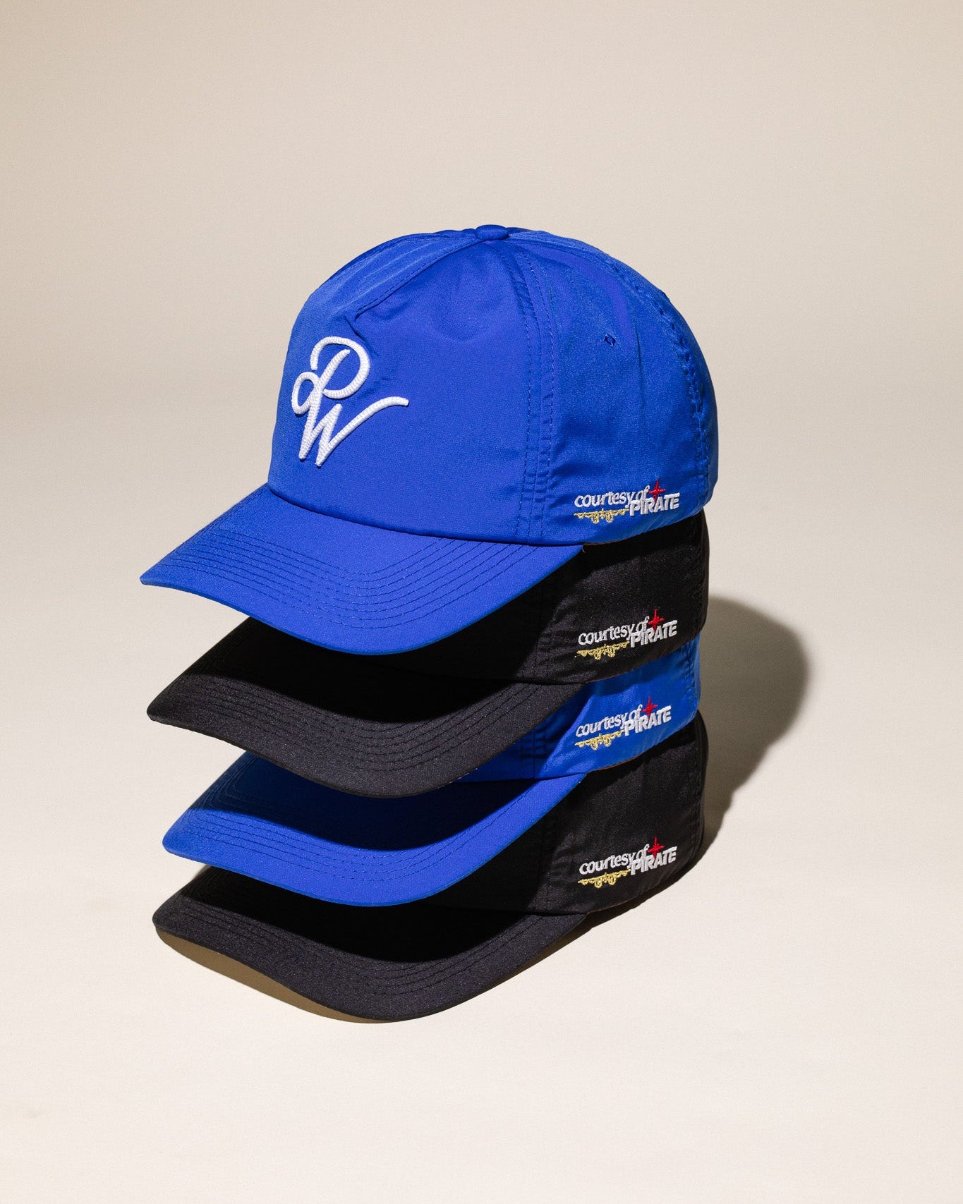Pirate "PW" Chain Stitch Nylon Hat (Ocean Blue)