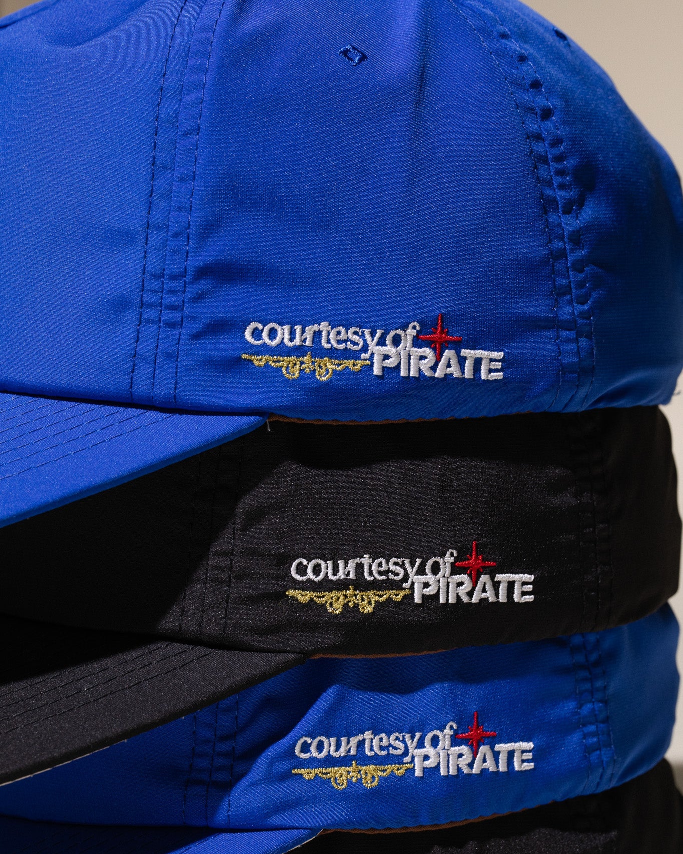 Pirate "PW" Chain Stitch Nylon Hat (Ocean Blue)