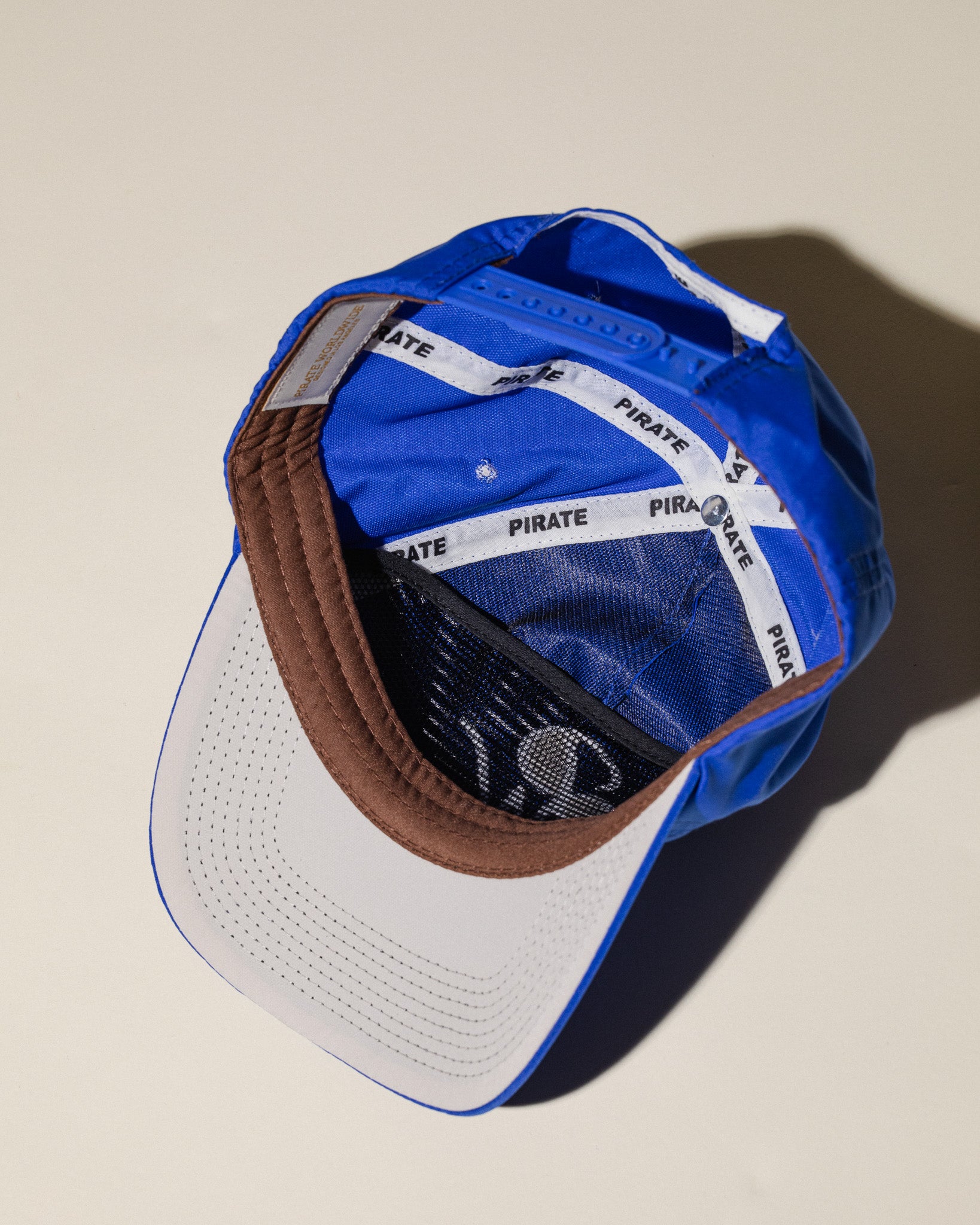 Pirate "PW" Chain Stitch Nylon Hat (Ocean Blue)
