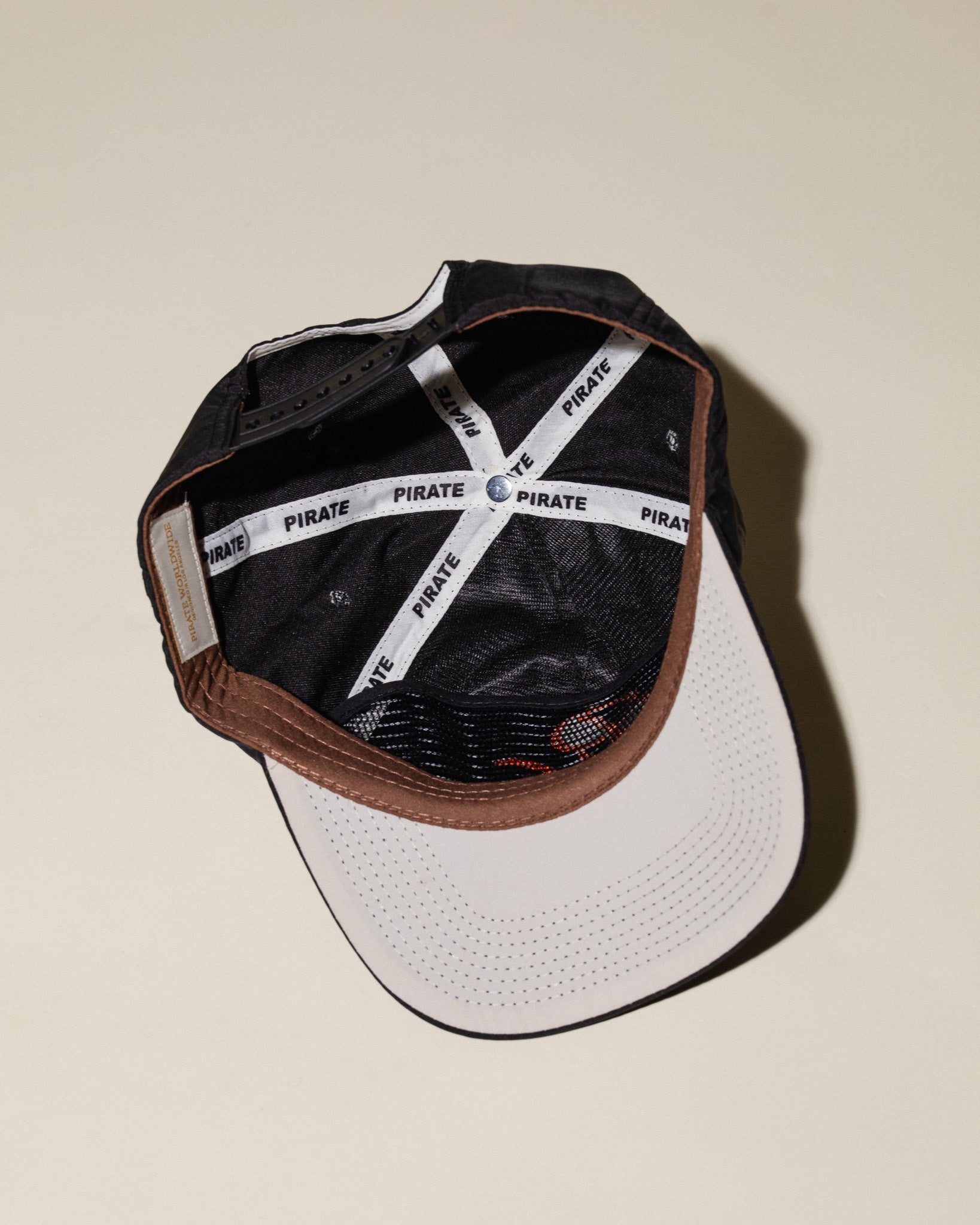 Pirate "PW" Chain Stitch Nylon Hat (Pirate Black)