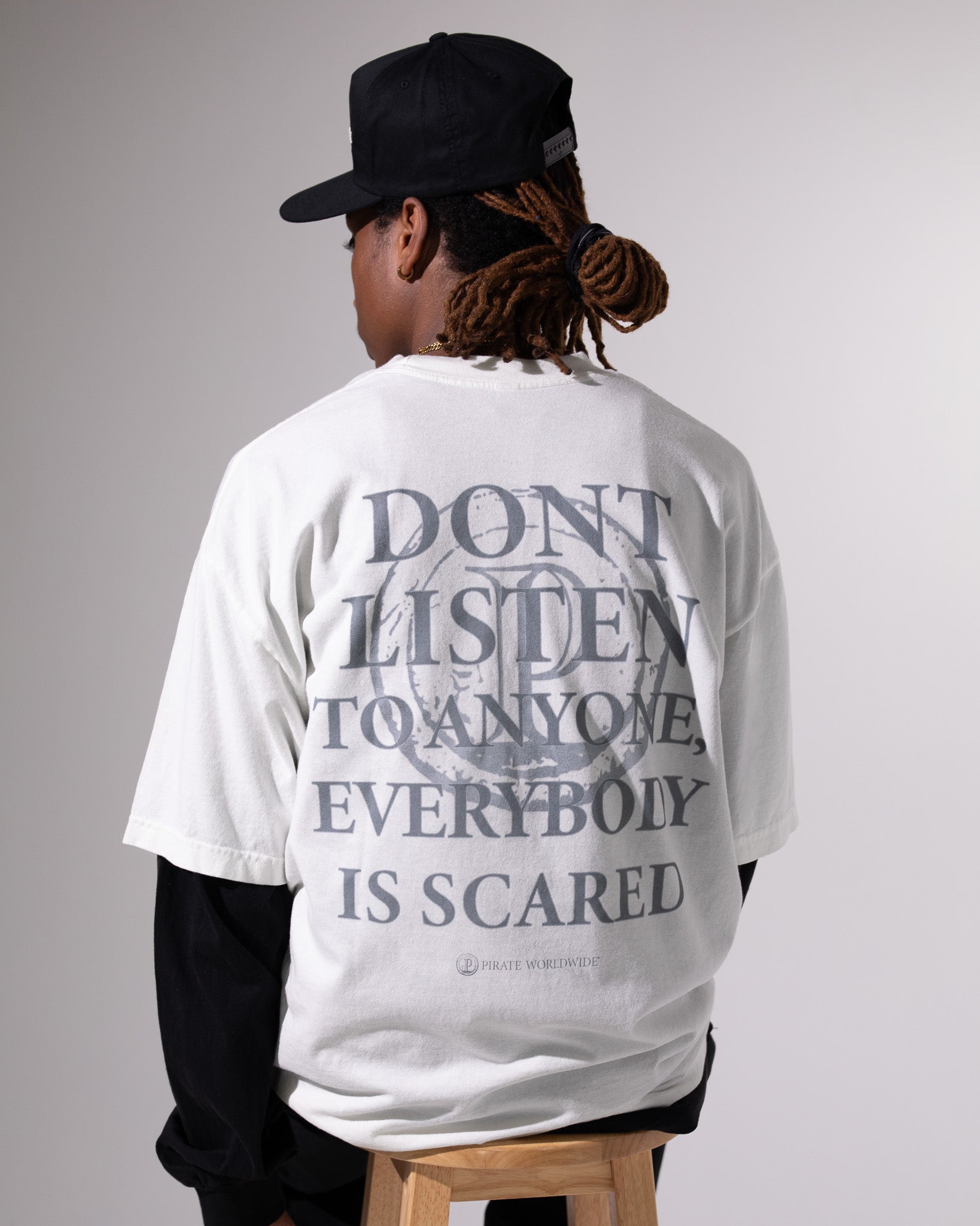 Pirate Everybody is Scared SS Tee (White)