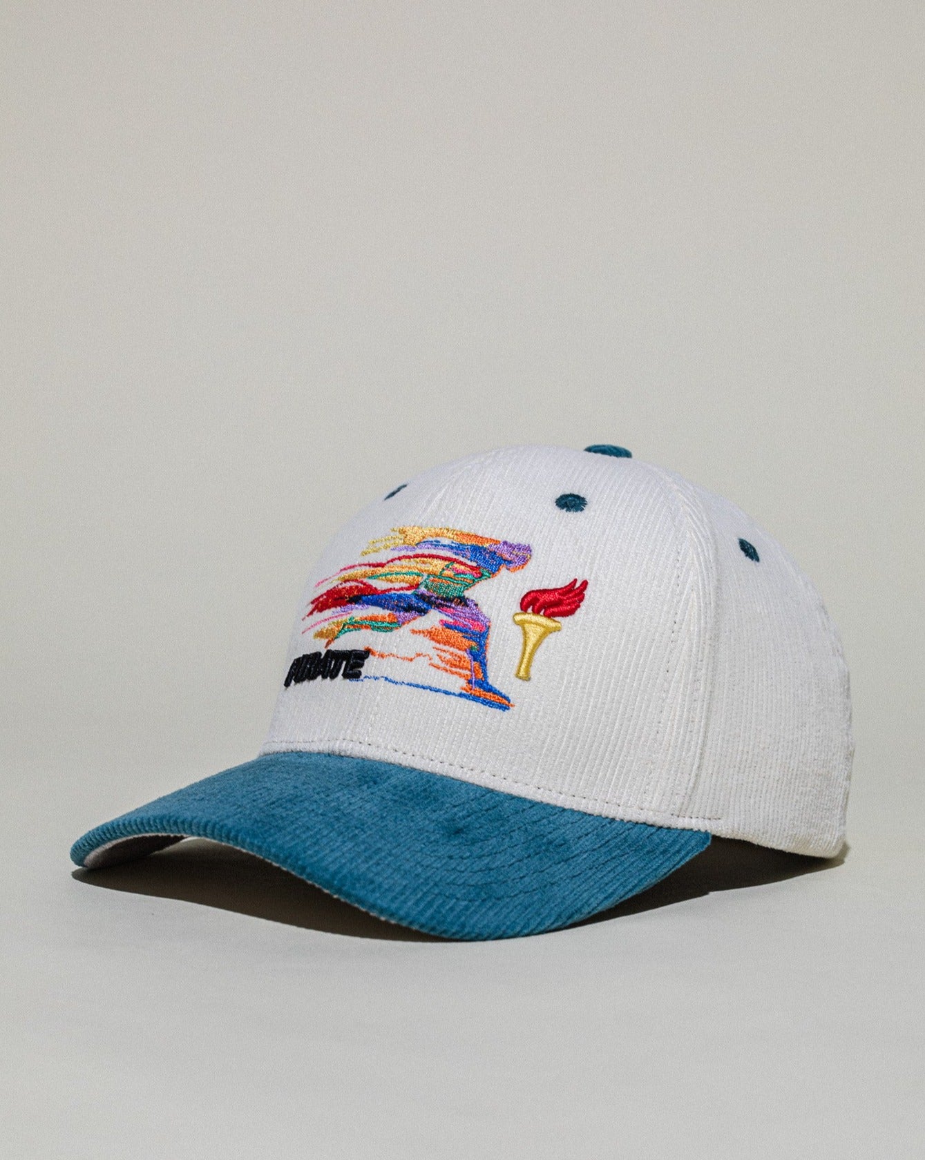 Pirate Olympian Corduroy Hat (Cream/Teal)