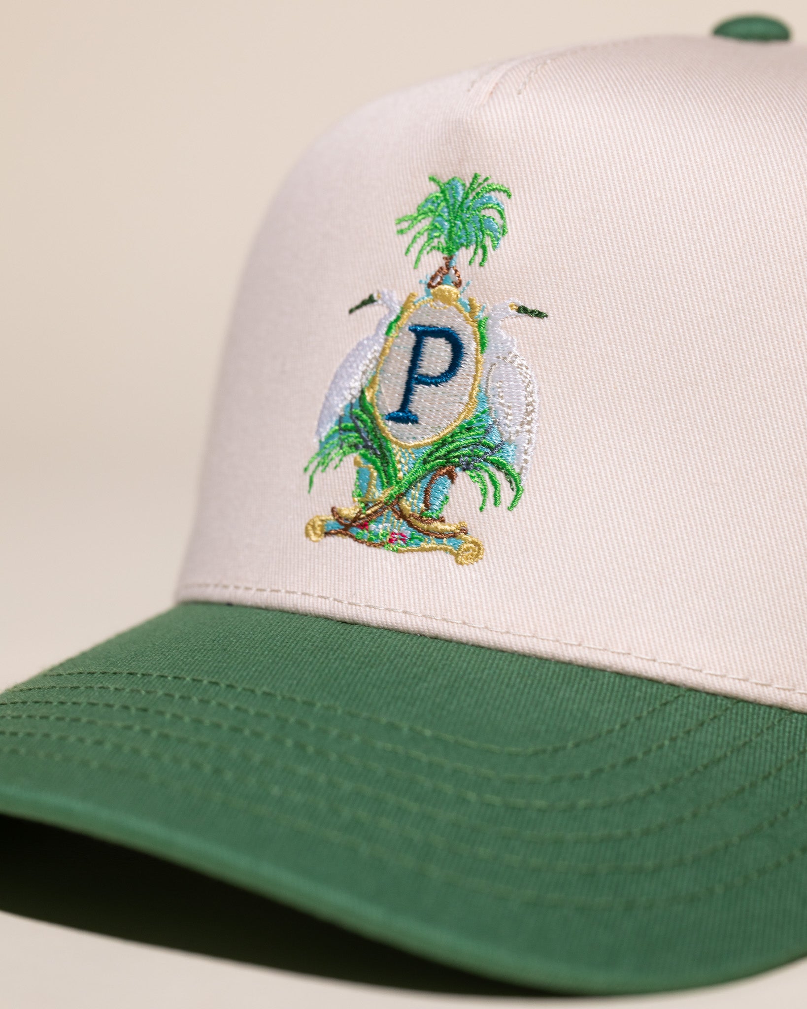 Pirate Heron Crest Hat (Cream/Sage)