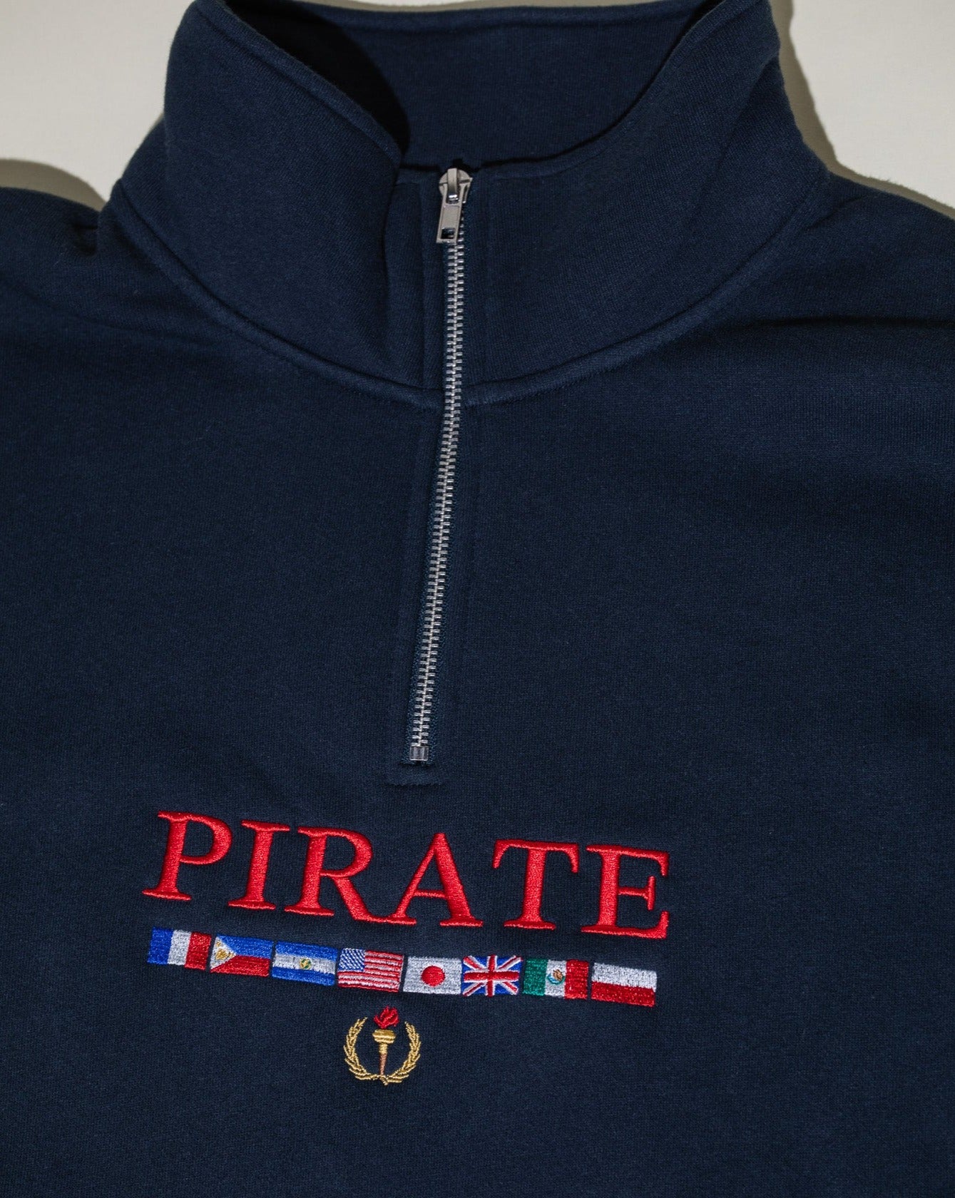 Pirate Worldwide Flags Quarter Zip (Navy)