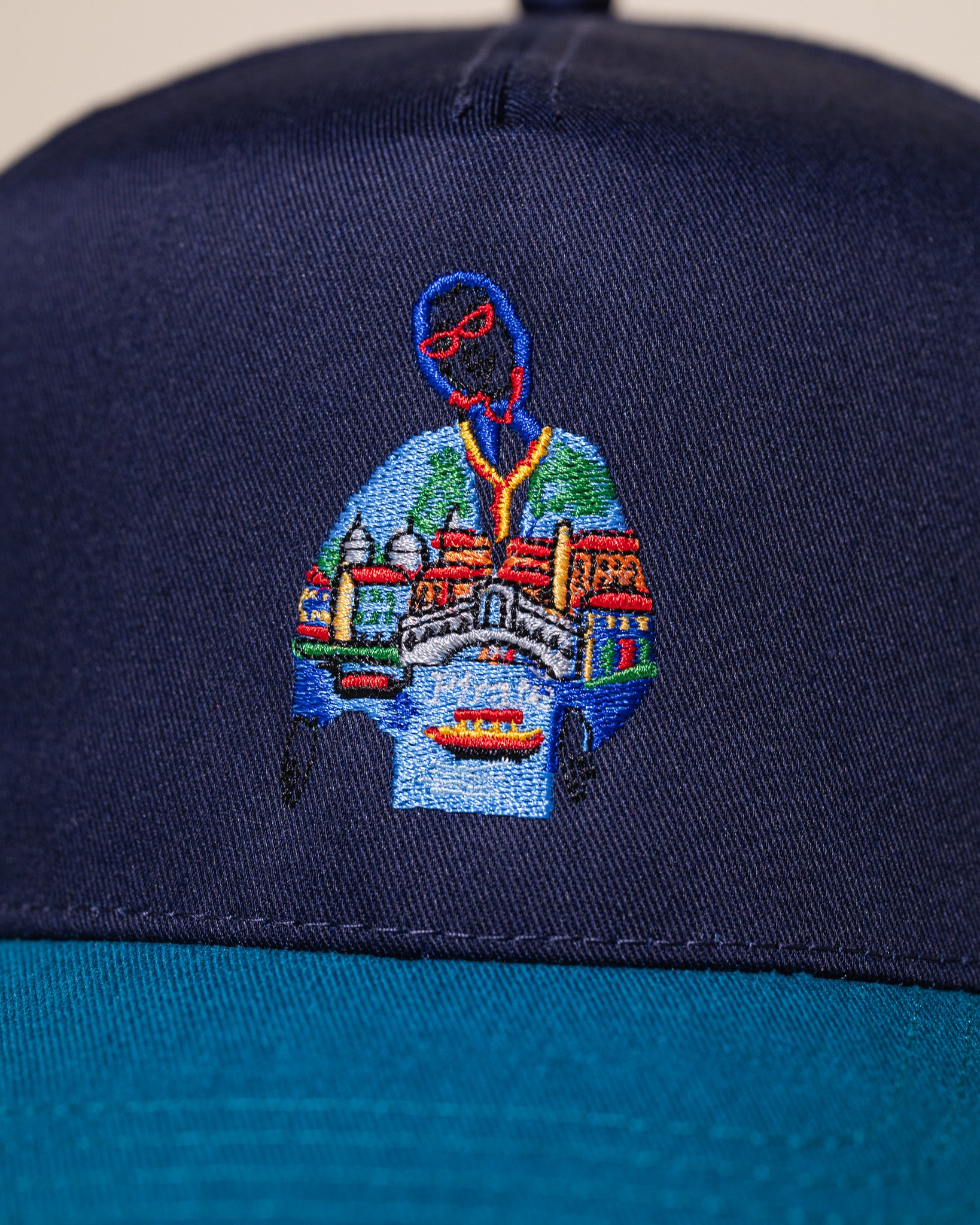 Pirate Babushka in the Summer Hat (Navy/Teal)
