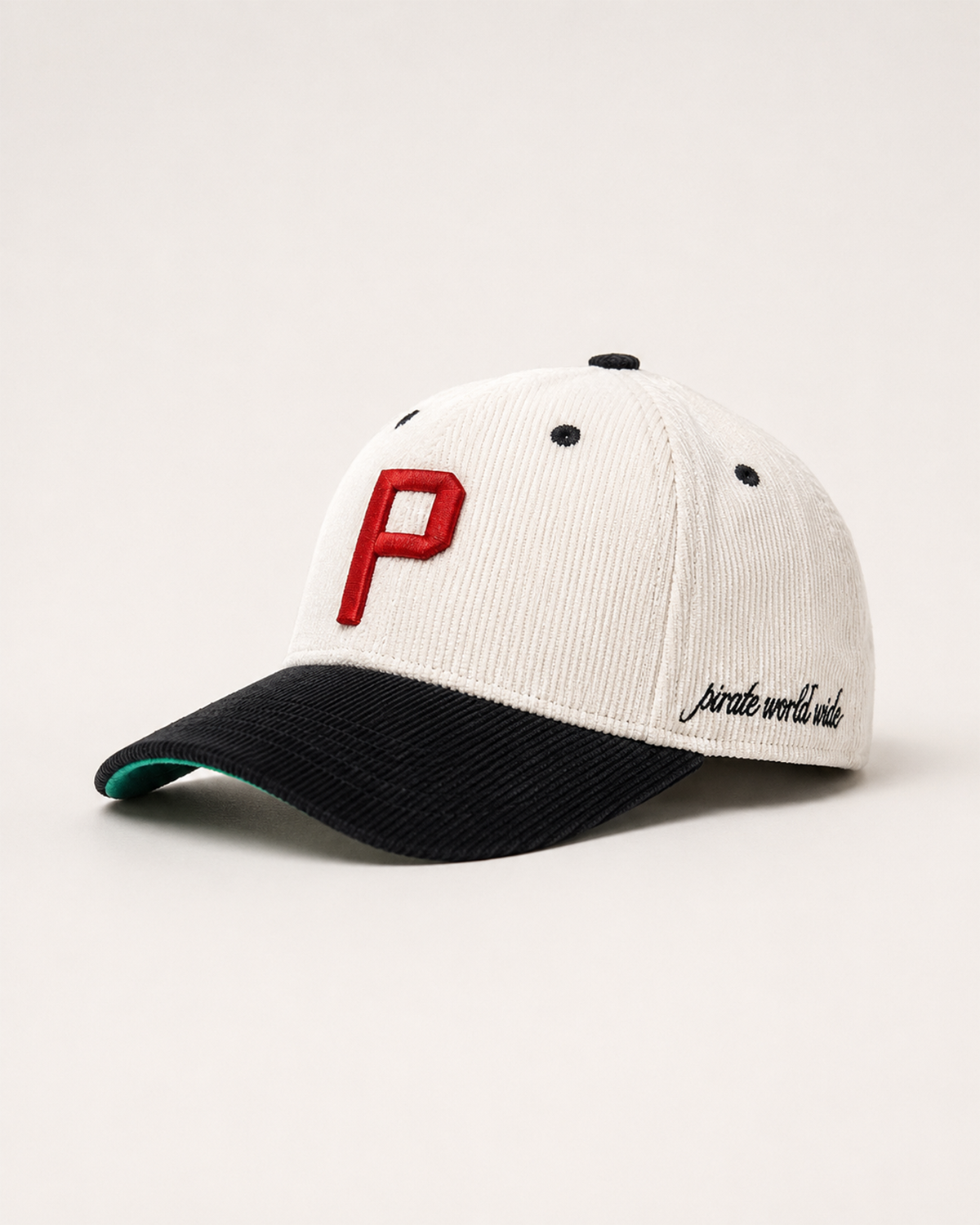 Pirate P Corduroy Hat (Cream/Black)