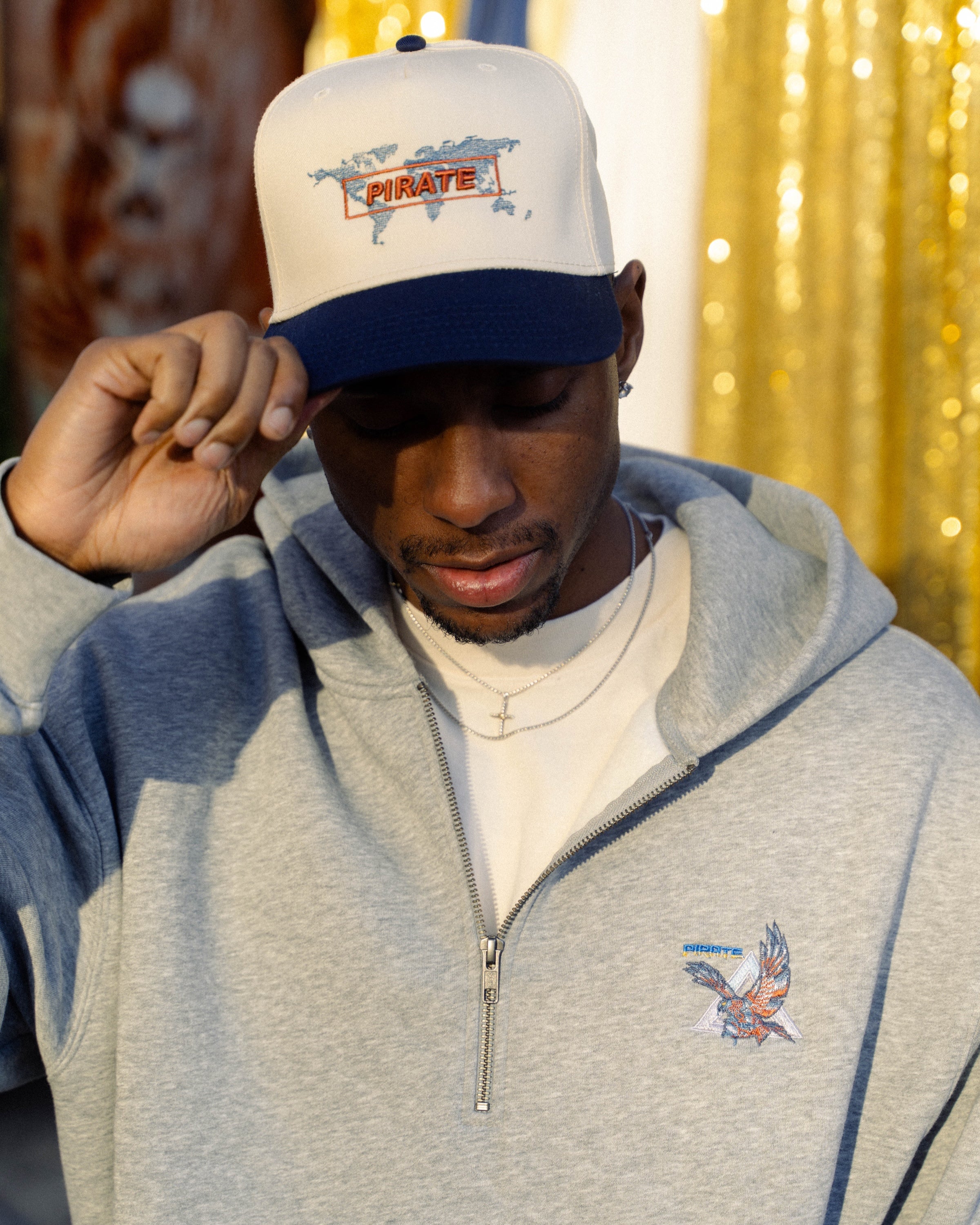Pirate Worldwide Map Hat (Cream/Navy)