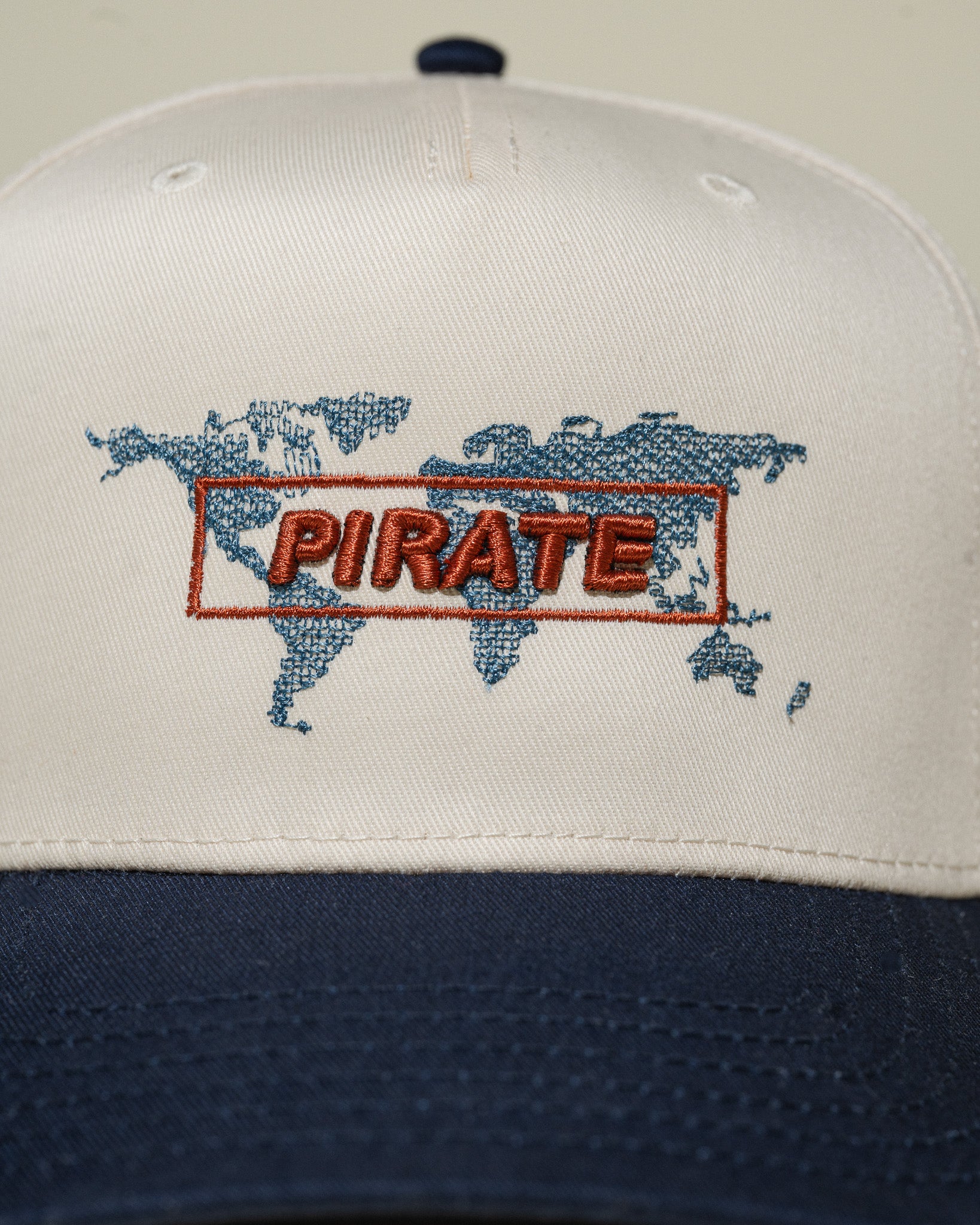 Pirate Worldwide Map Hat (Cream/Navy)