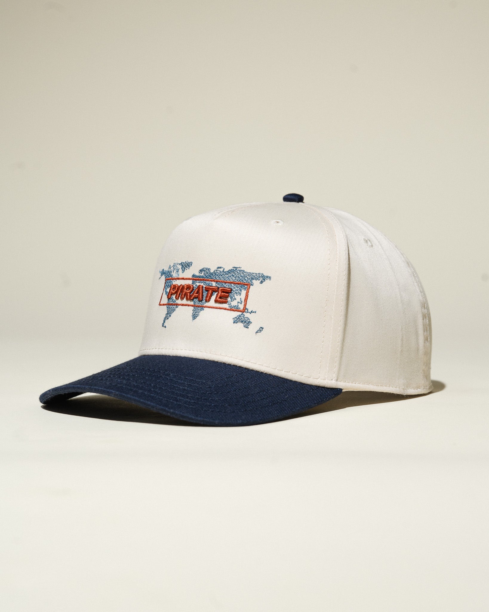 Pirate Worldwide Map Hat (Cream/Navy)