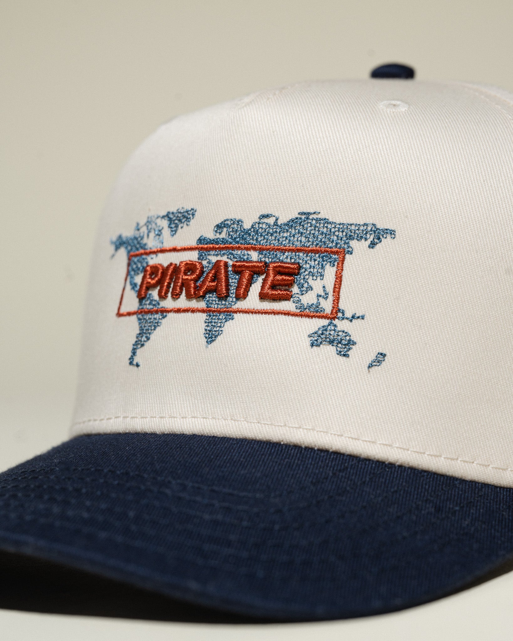 Pirate Worldwide Map Hat (Cream/Navy)