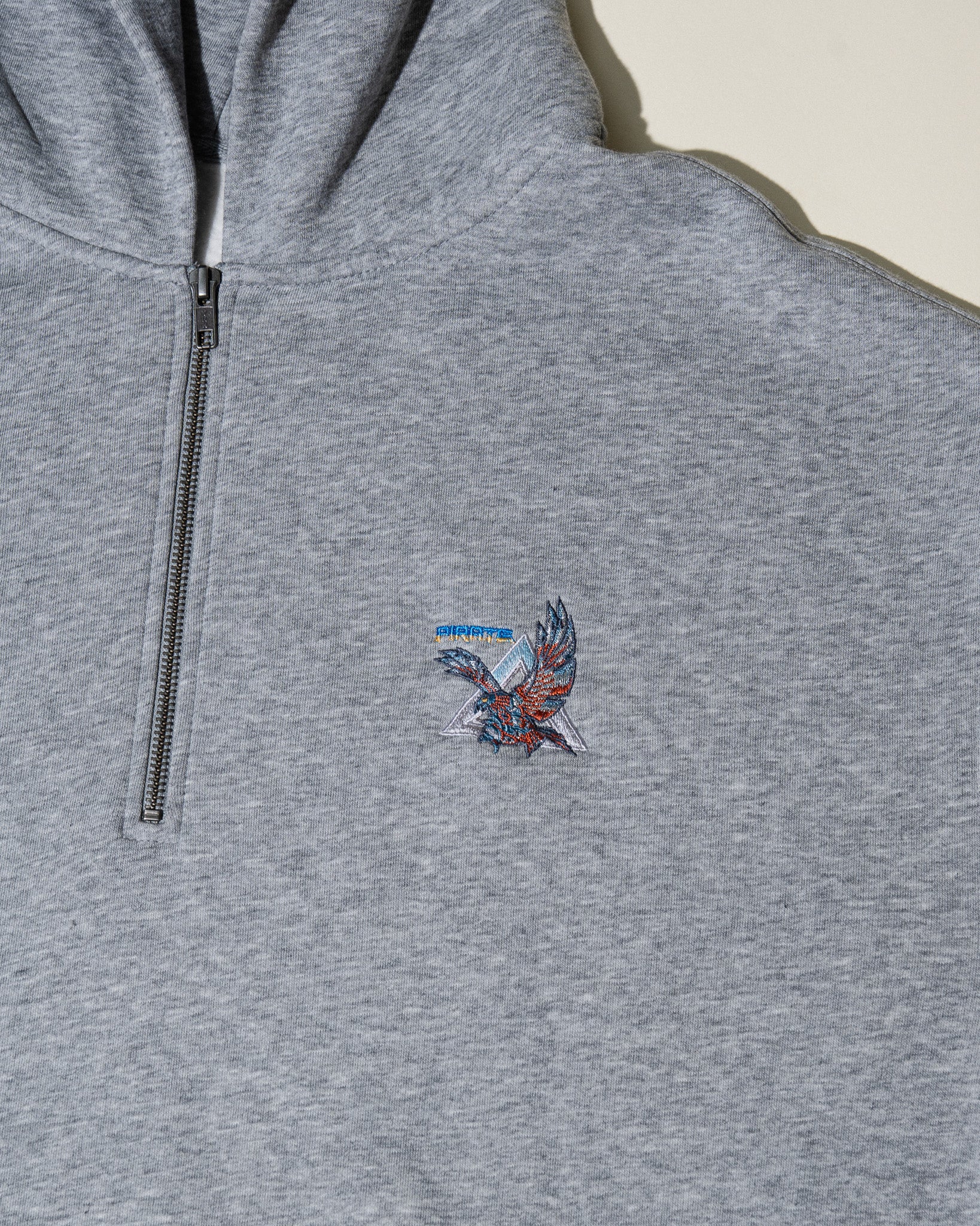 Pirate Falcon Half Zip Hoodie (Grey Heather)