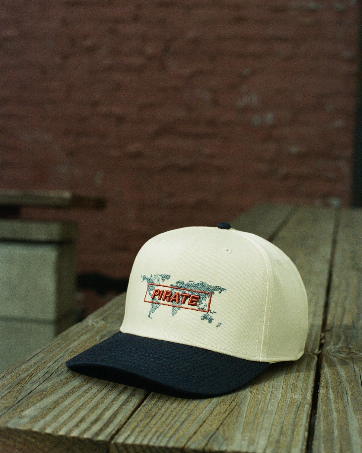Pirate Worldwide Map Hat (Cream/Navy)