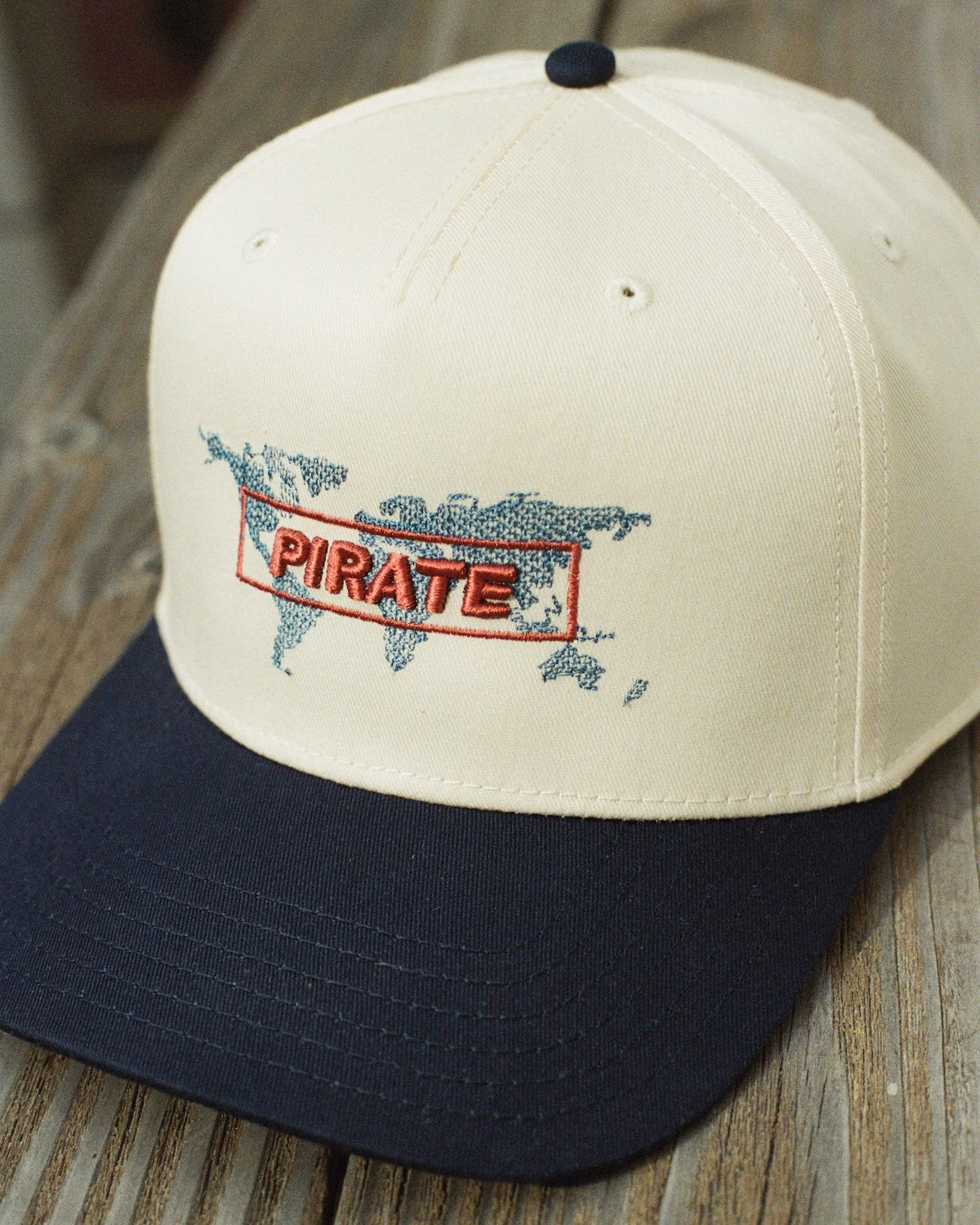 Pirate Worldwide Map Hat (Cream/Navy)