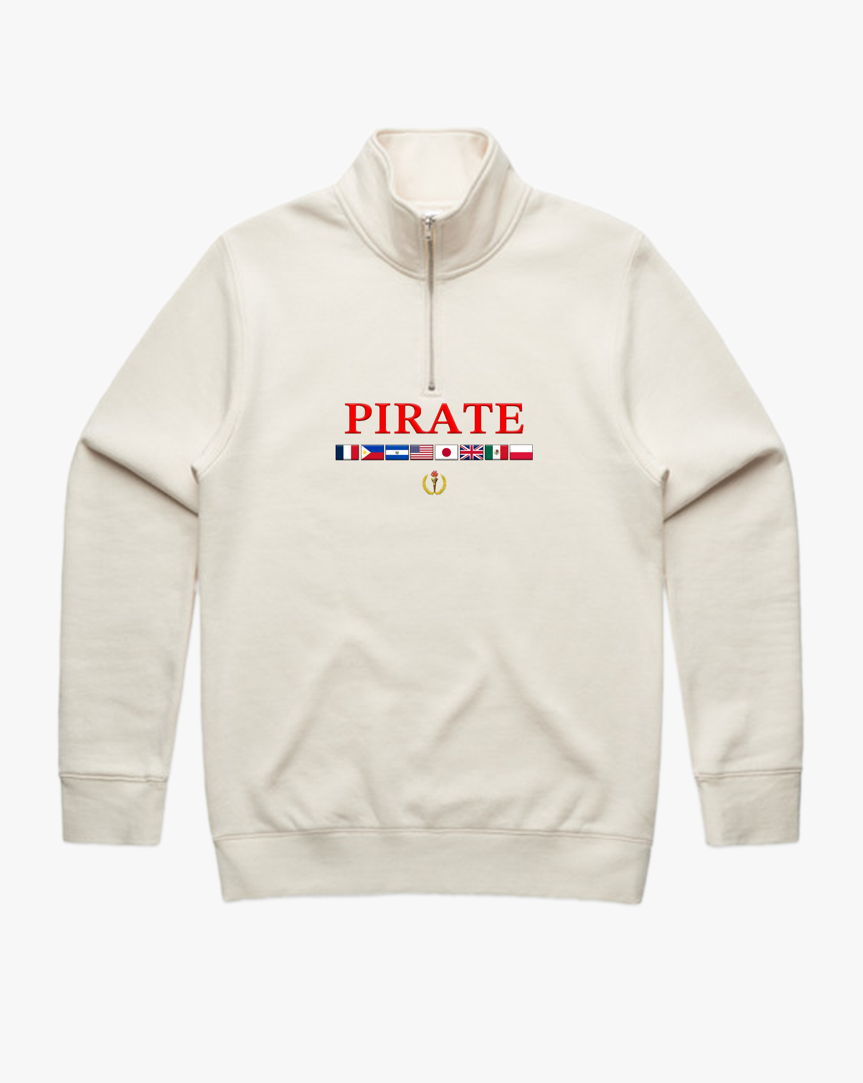 Pirate Worldwide Flags Quarter Zip (Cream)