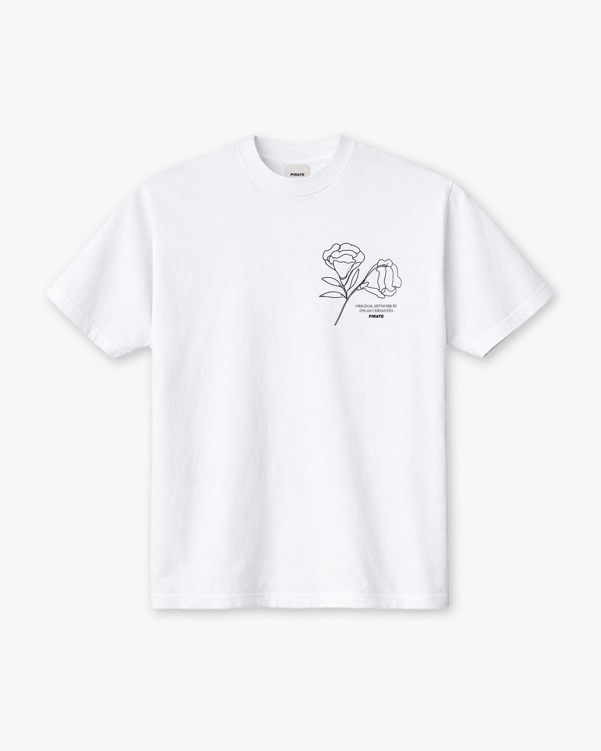 Pirate x Dylan Cervantes “Two Flowers, 2026” Graphic Tee (White)