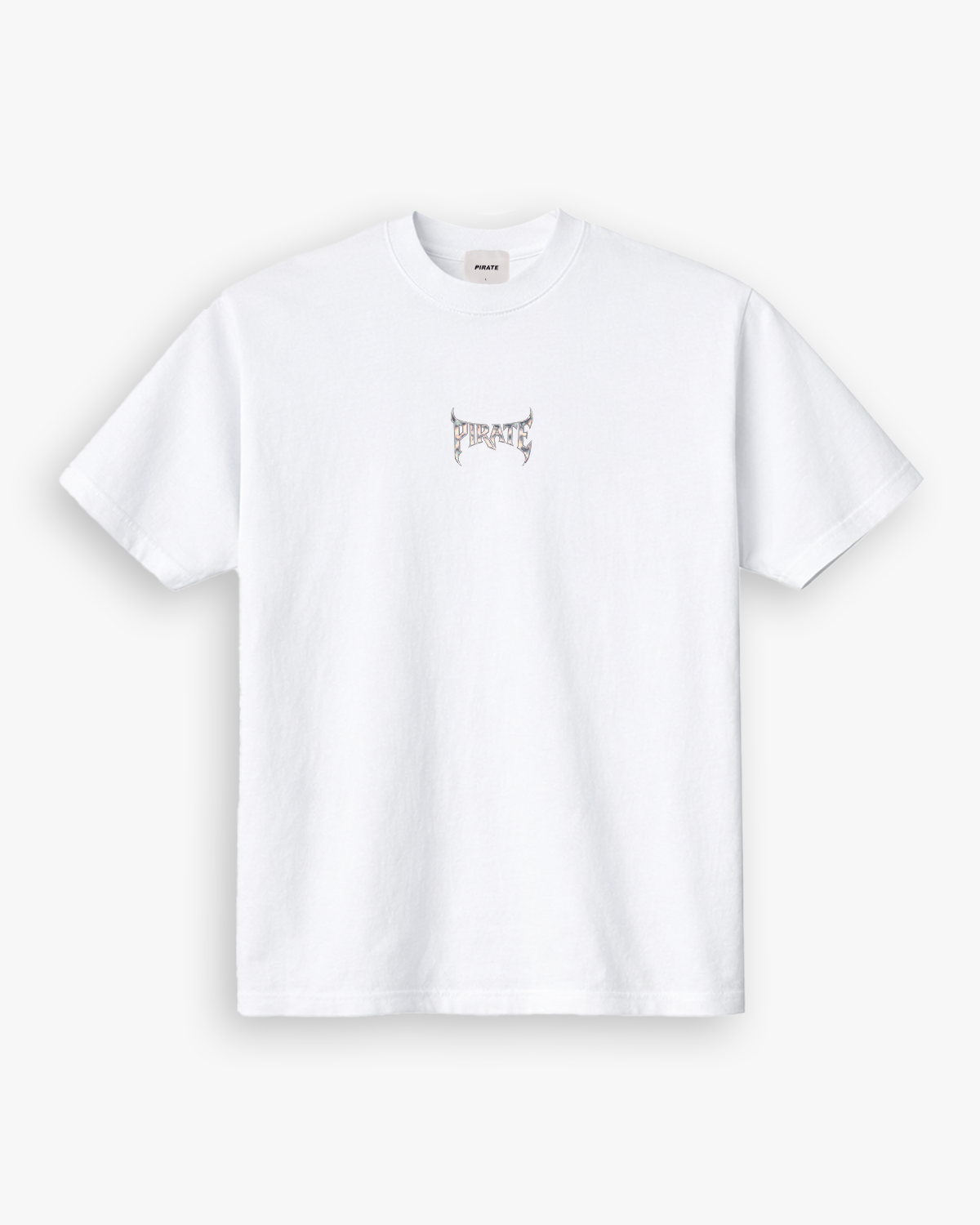 Metal Pirate Embroidery Tee (White)
