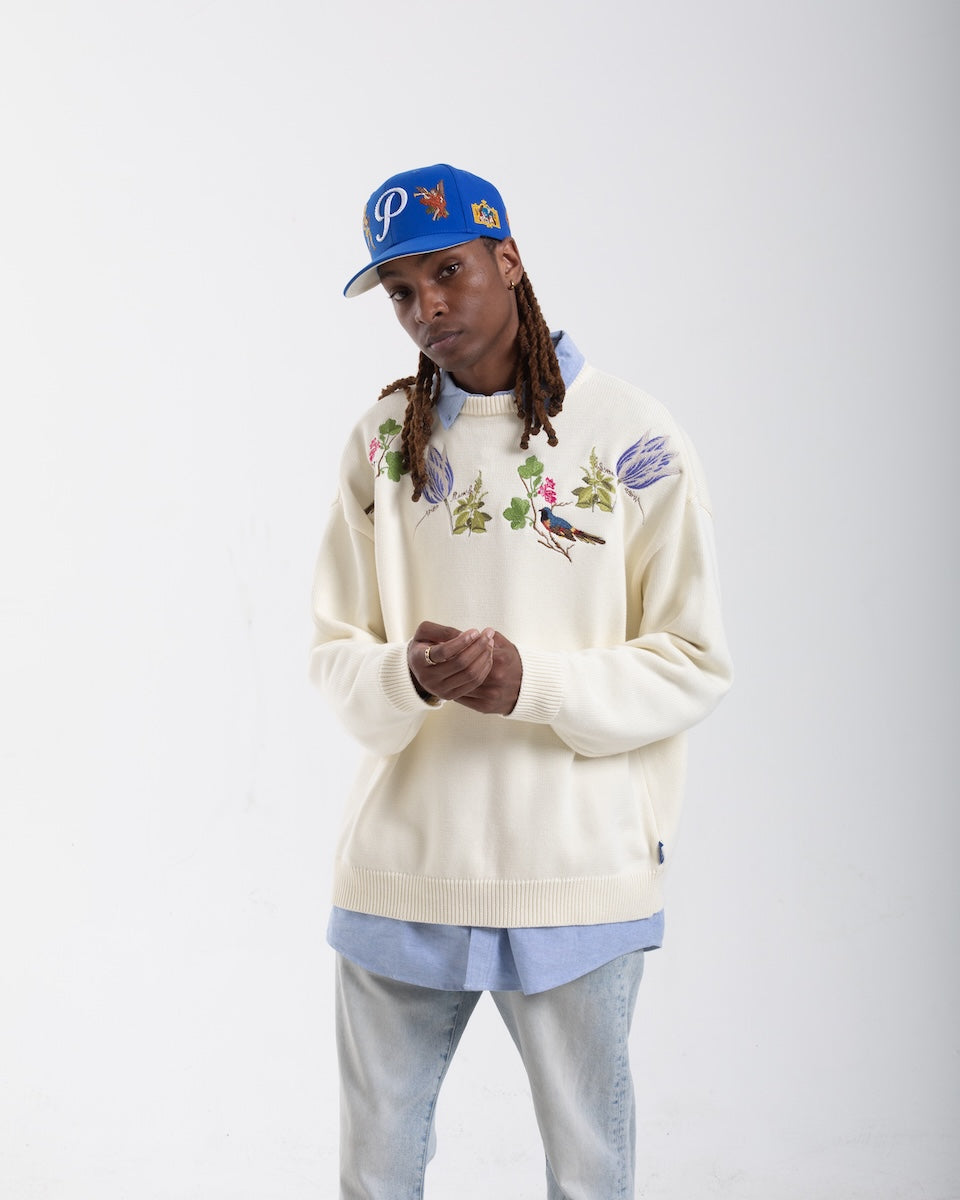 Getty x Pirate Witte Marvelje Knitted Embroidery Crewneck (Cannoli Cream)