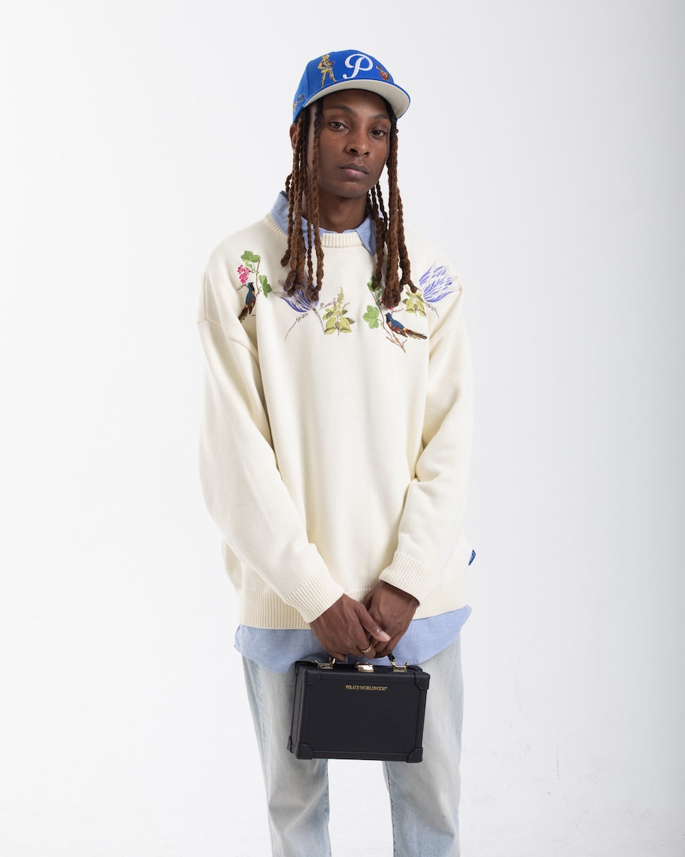 Getty x Pirate Witte Marvelje Knitted Embroidery Crewneck (Cannoli Cream)