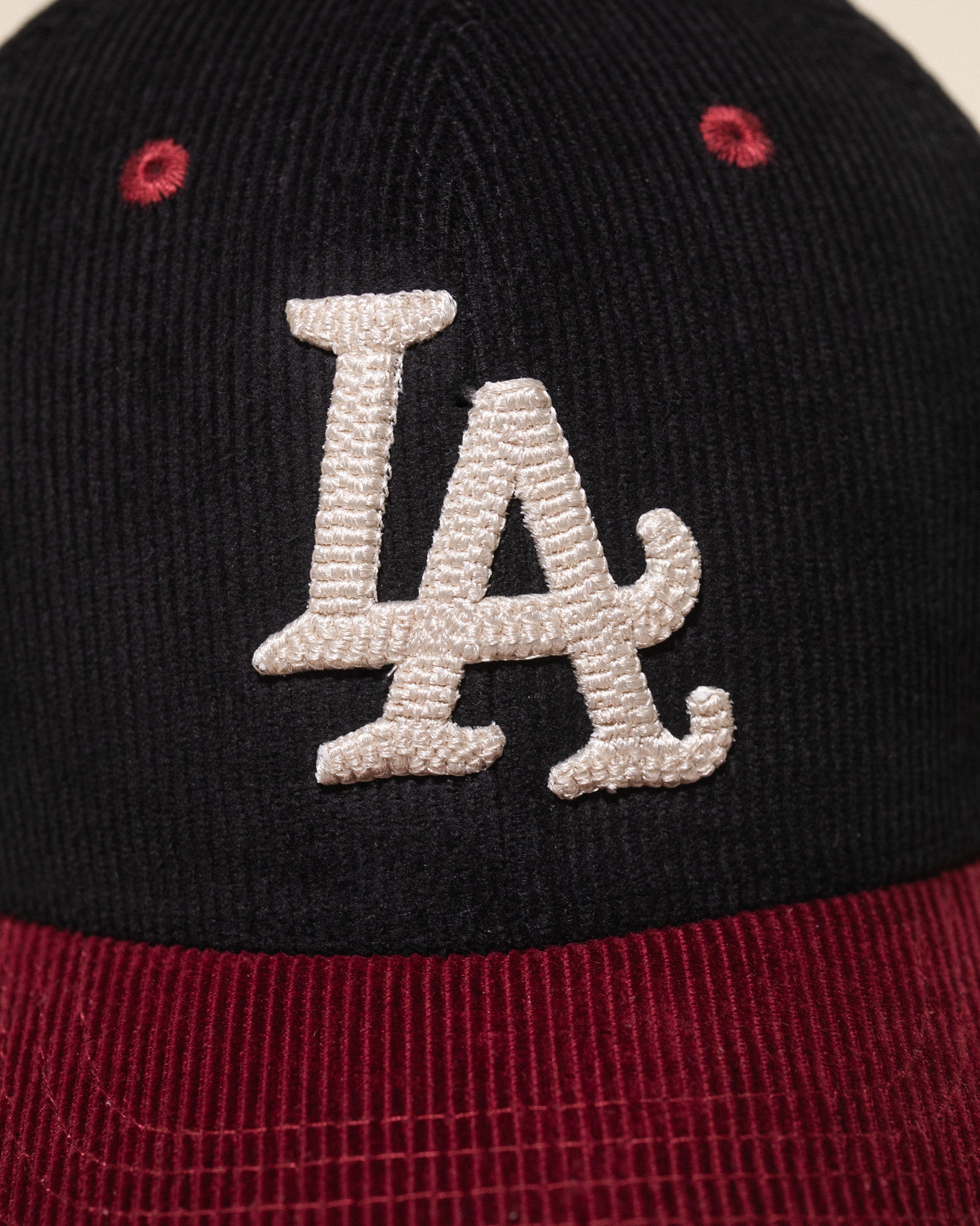 Pirate "LA" Chain Stitch Corduroy Hat (Black/Merlot)