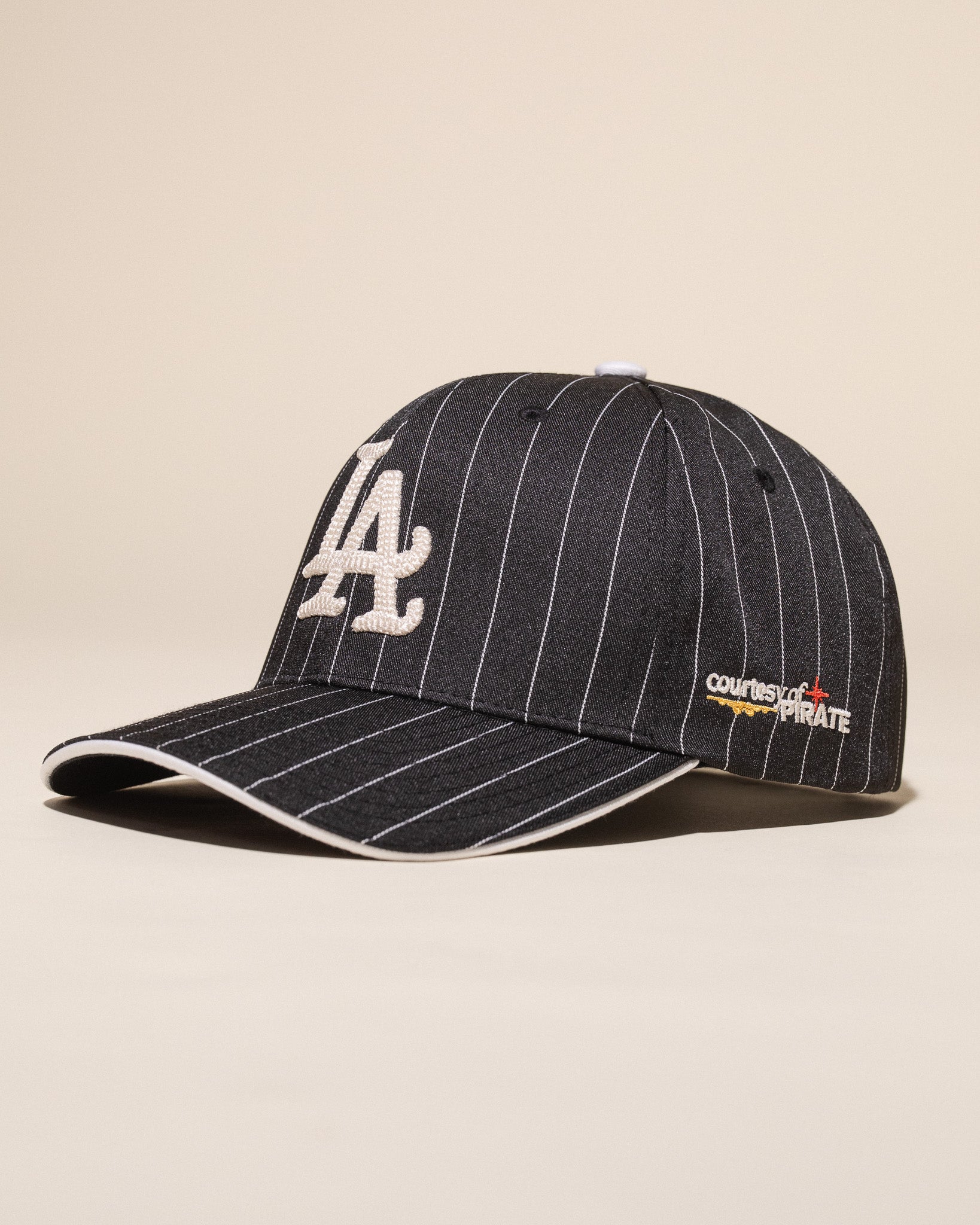 Pirate "LA" Chain Stitch Pinstripe Hat (Black)