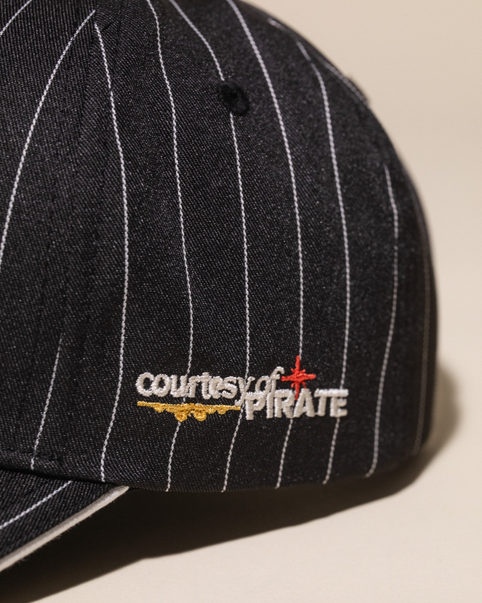 Pirate "LA" Chain Stitch Pinstripe Hat (Black)