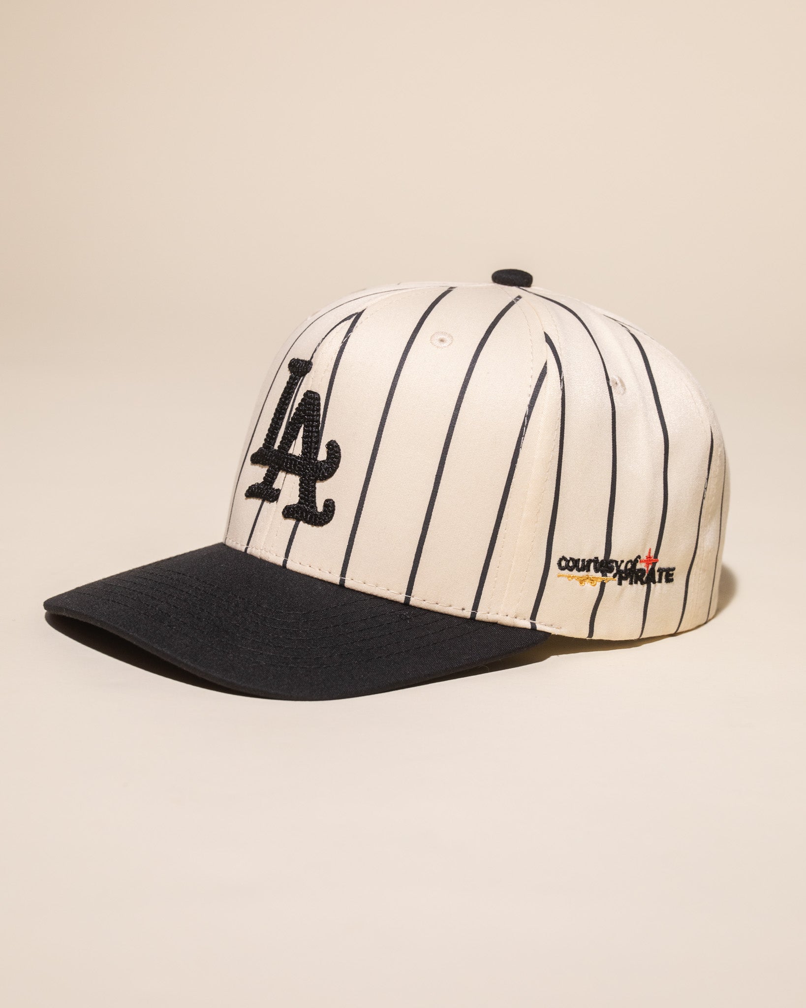Pirate "LA" Chain Stitch Pinstripe Hat (Cannoli Cream)