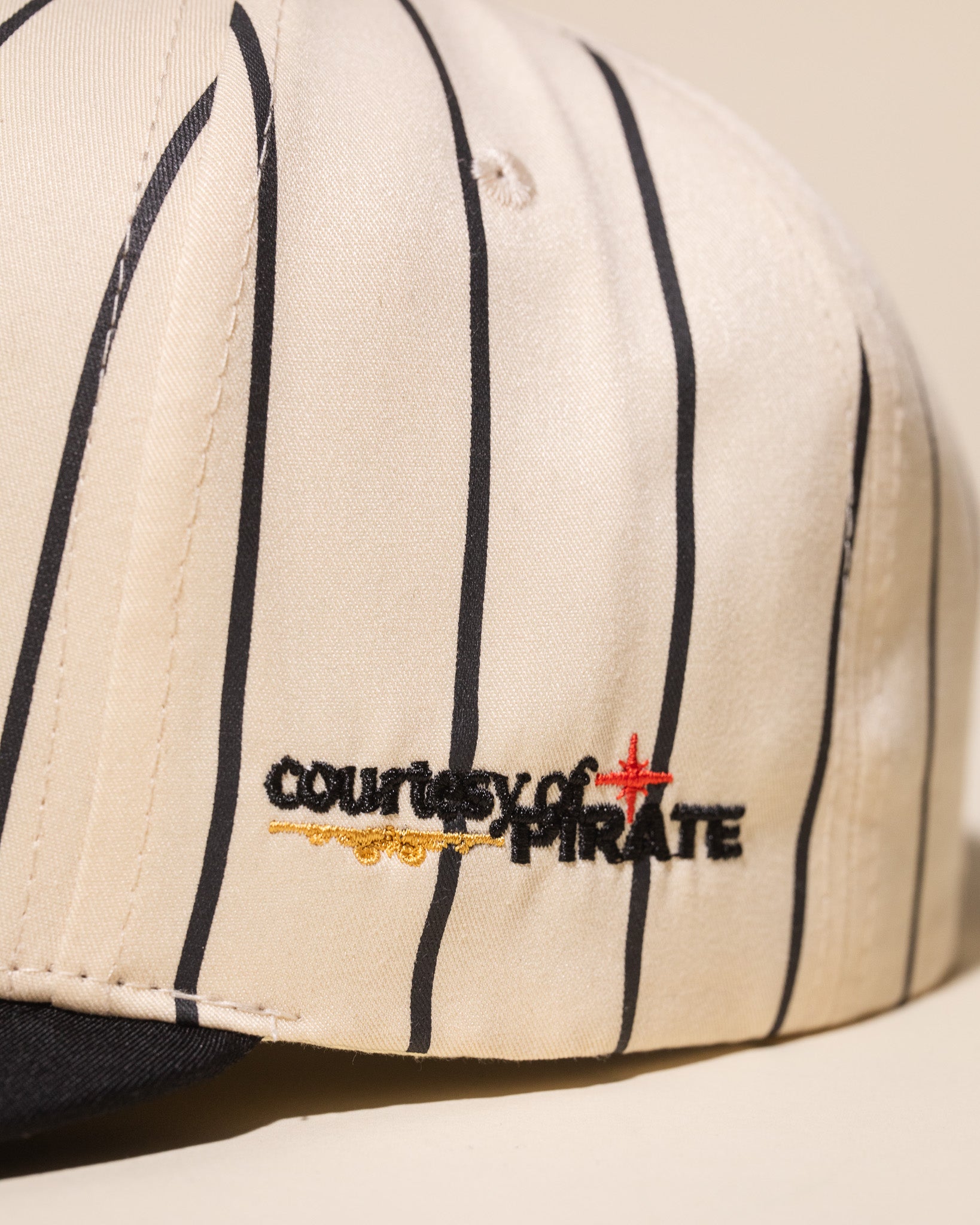 Pirate "LA" Chain Stitch Pinstripe Hat (Cannoli Cream)