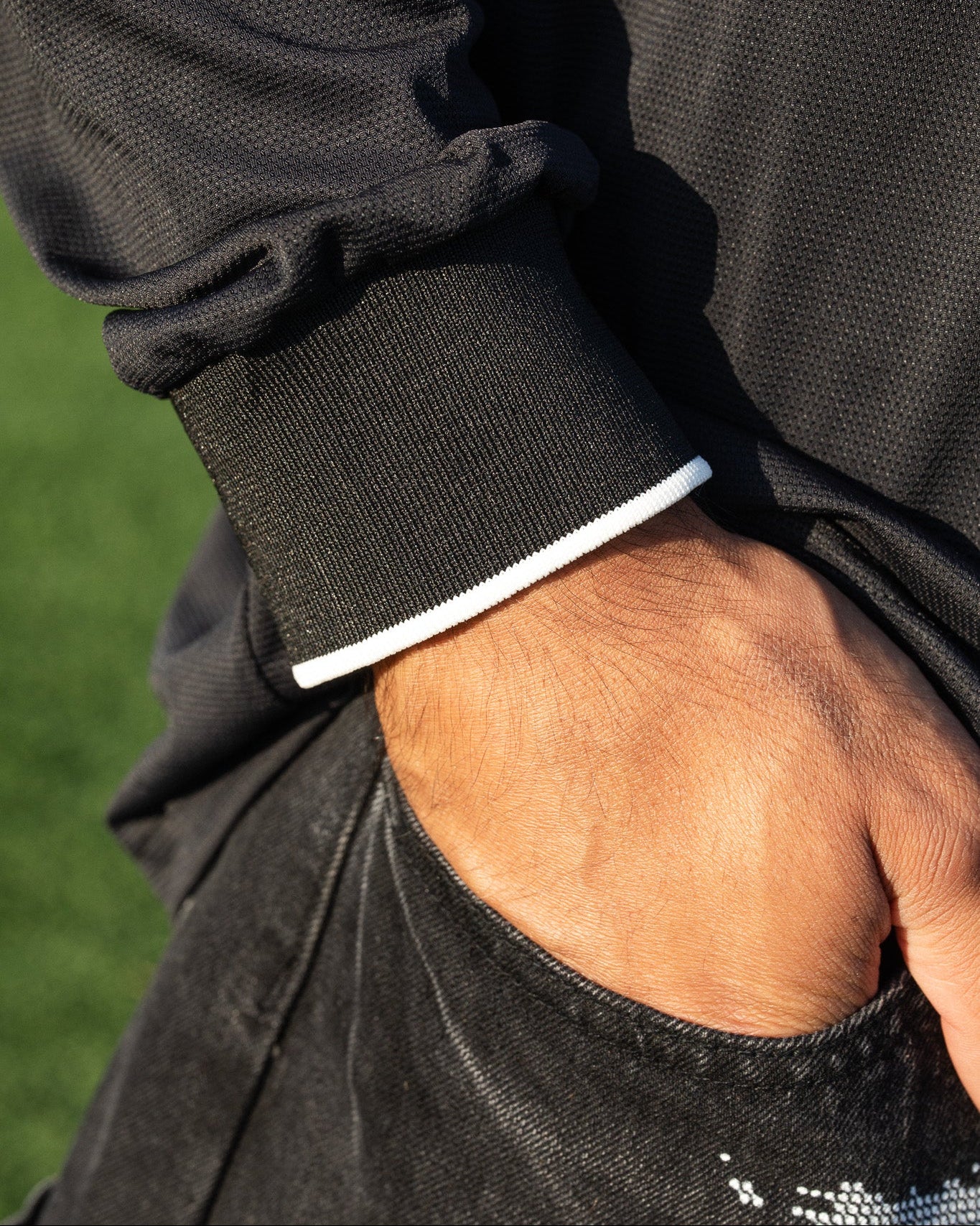 Global Crest Long Sleeve Jersey Polo (Pirate Black)