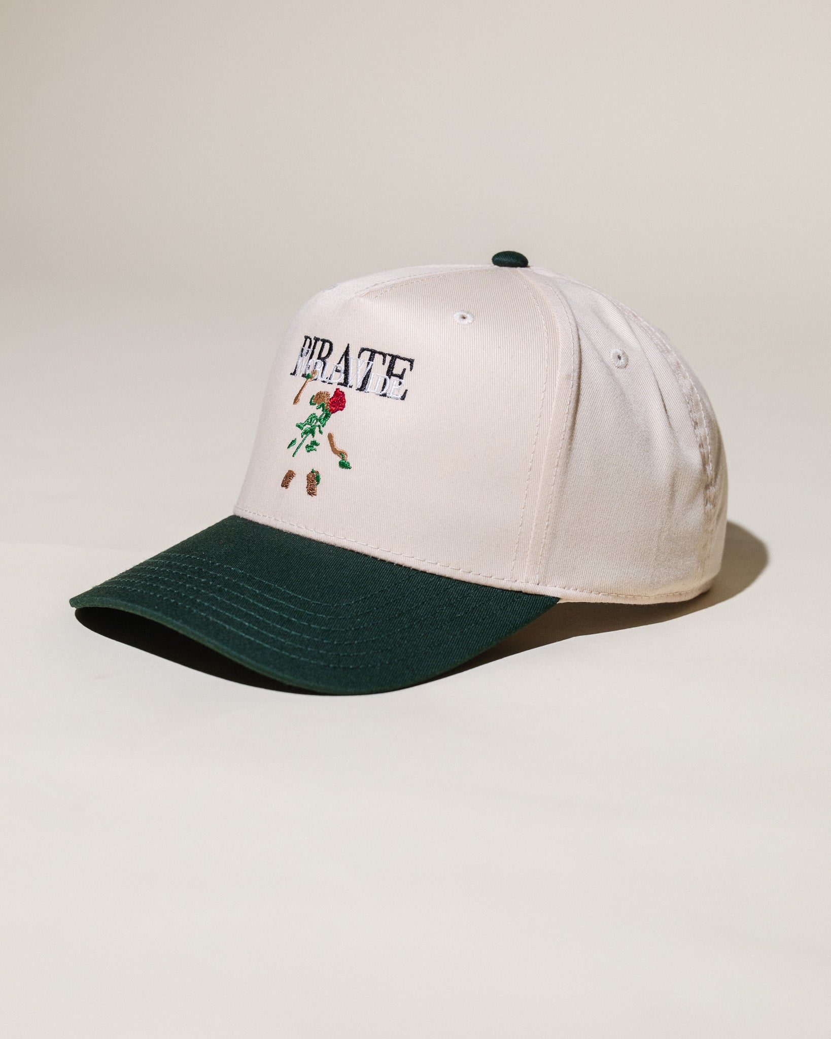 Pirate Abstract Rose Hat (Cream/Green)