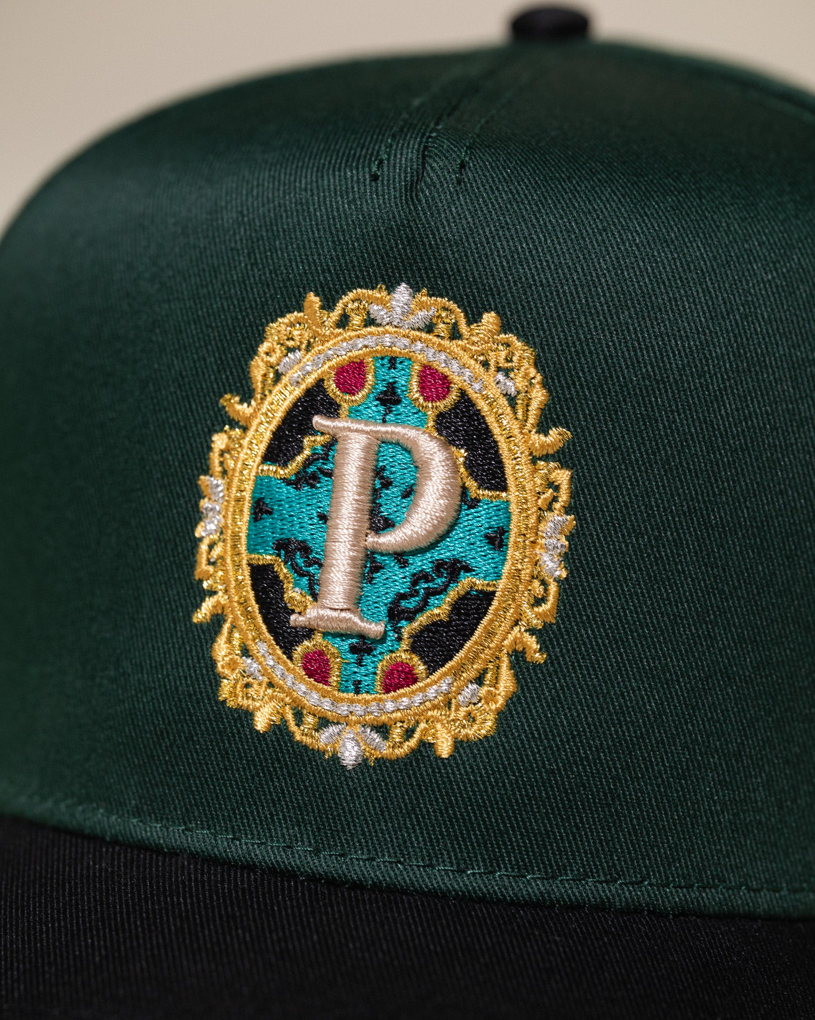 Pirate Framed Pattern P Hat (Emerald Green/Black)