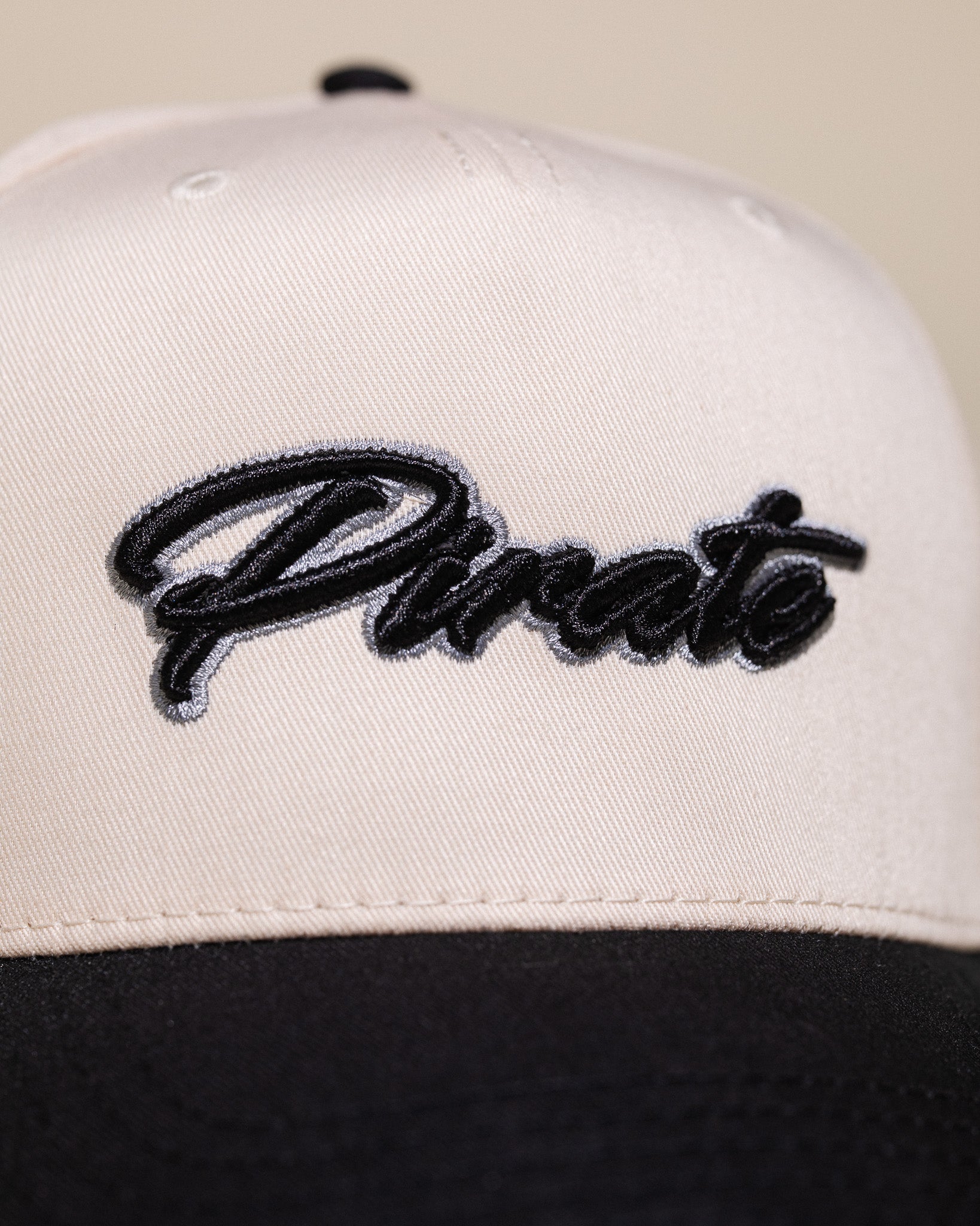 Pirate Cursive Hat (Cream/Black)