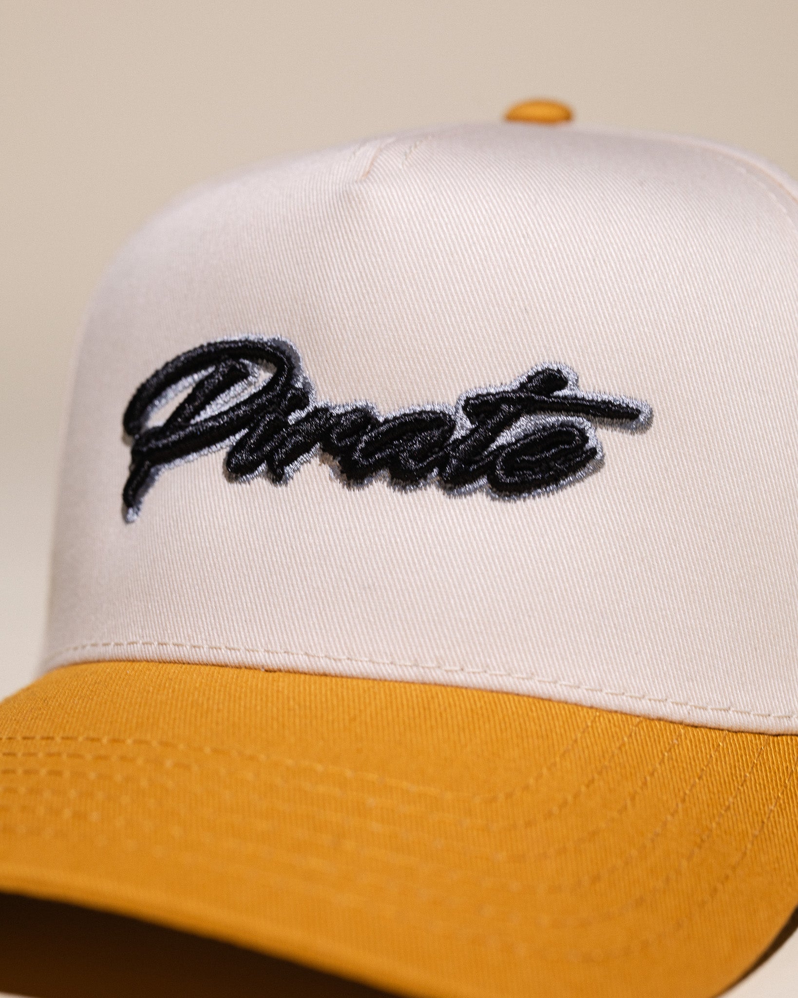 Pirate Cursive Hat (Cream/Canary Yellow)