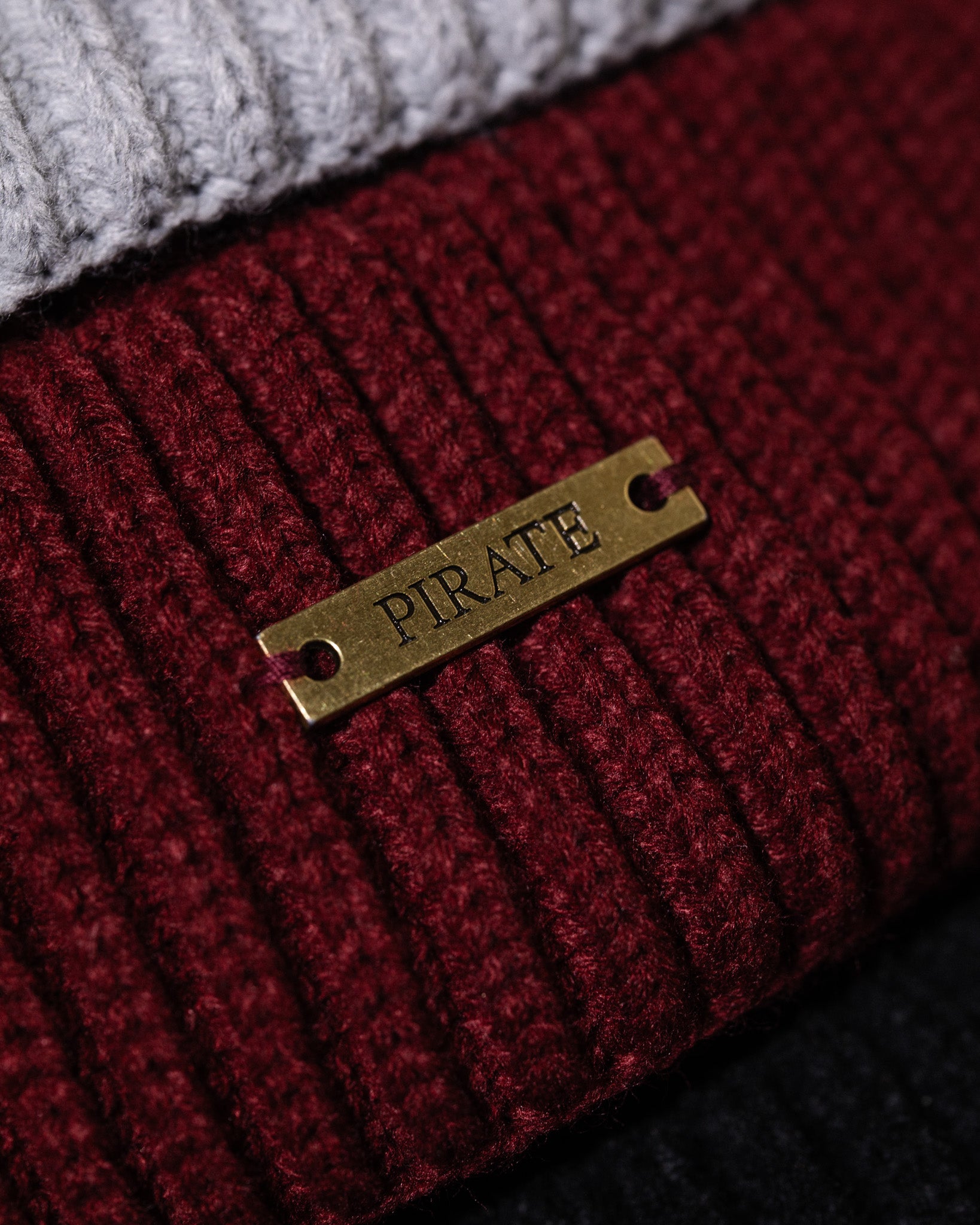 Pirate Ribbed Beanie (Maroon)