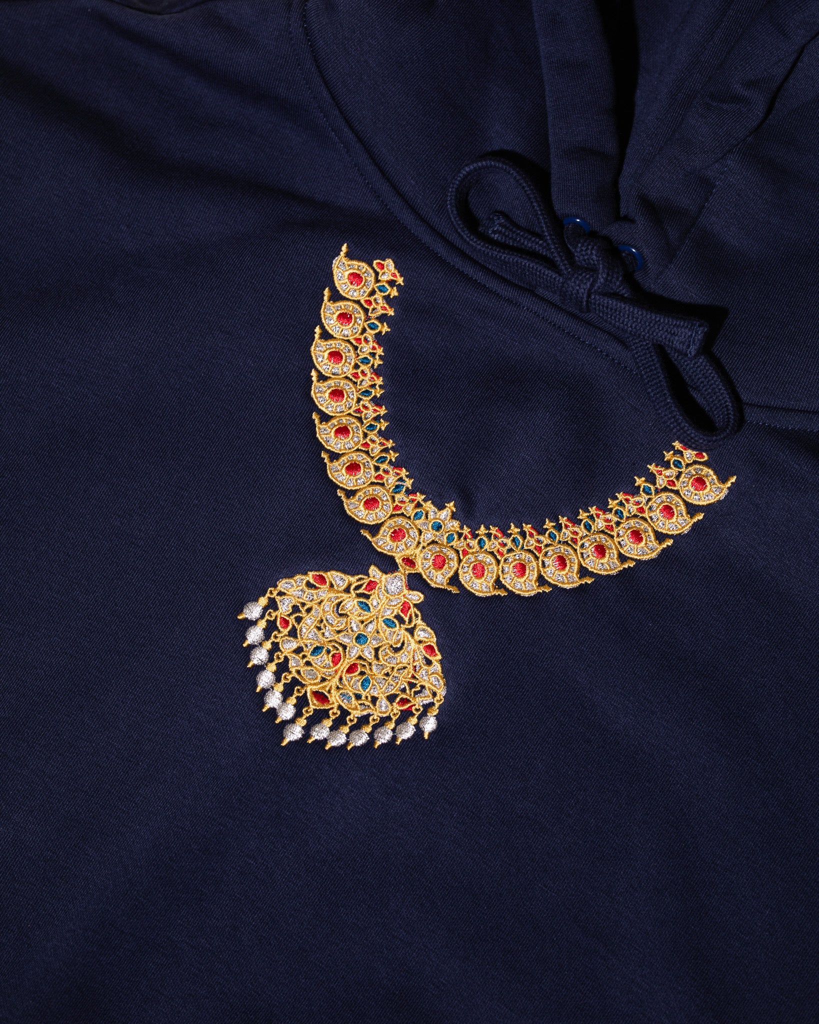 Pirate Embroidered Chain Hoodie (Navy)