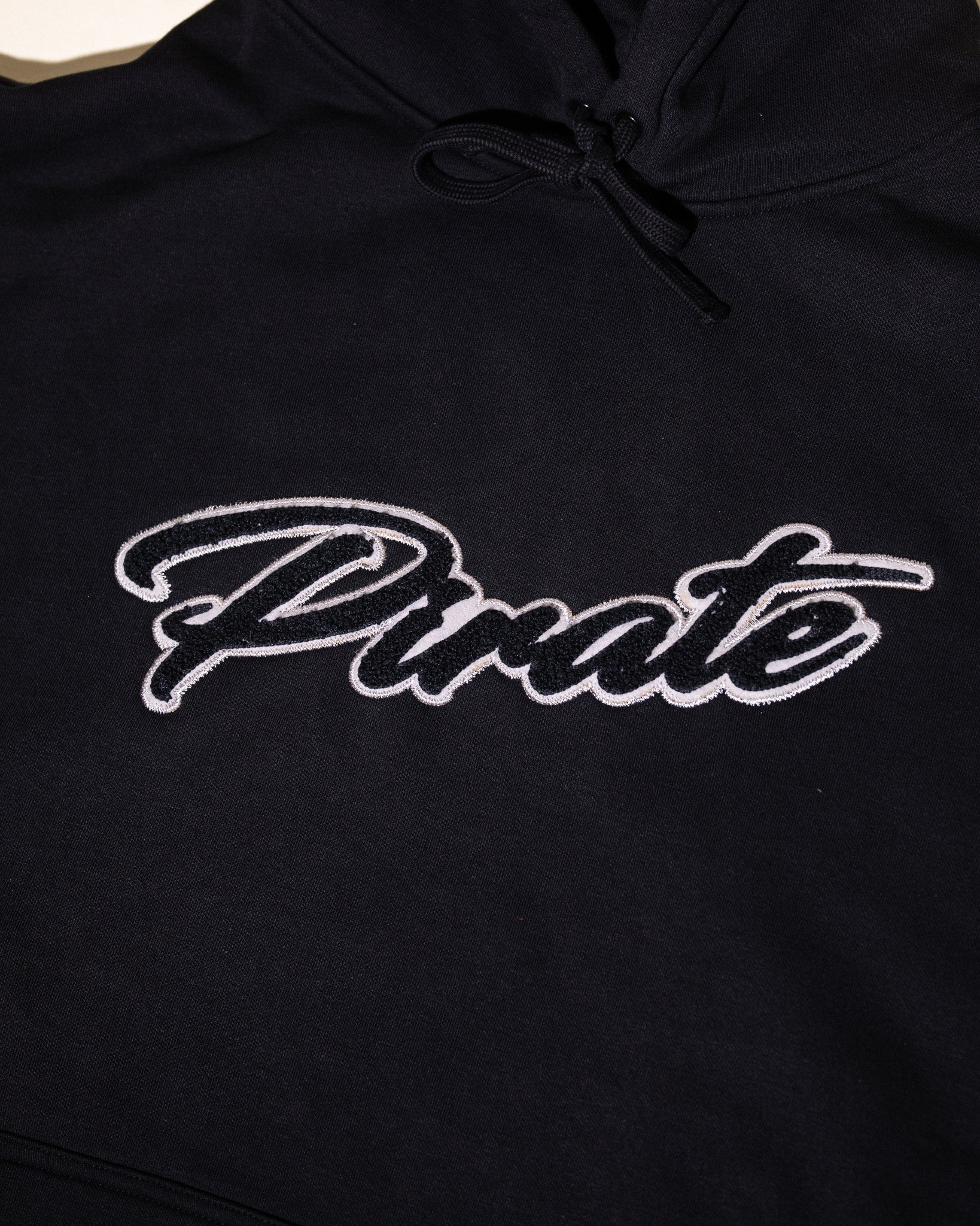 Pirate Cursive Chenille Hoodie (Pirate Black)