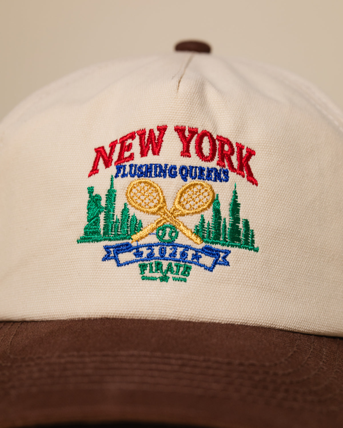 New York Courts Vintage Hat (Cream/Brown)