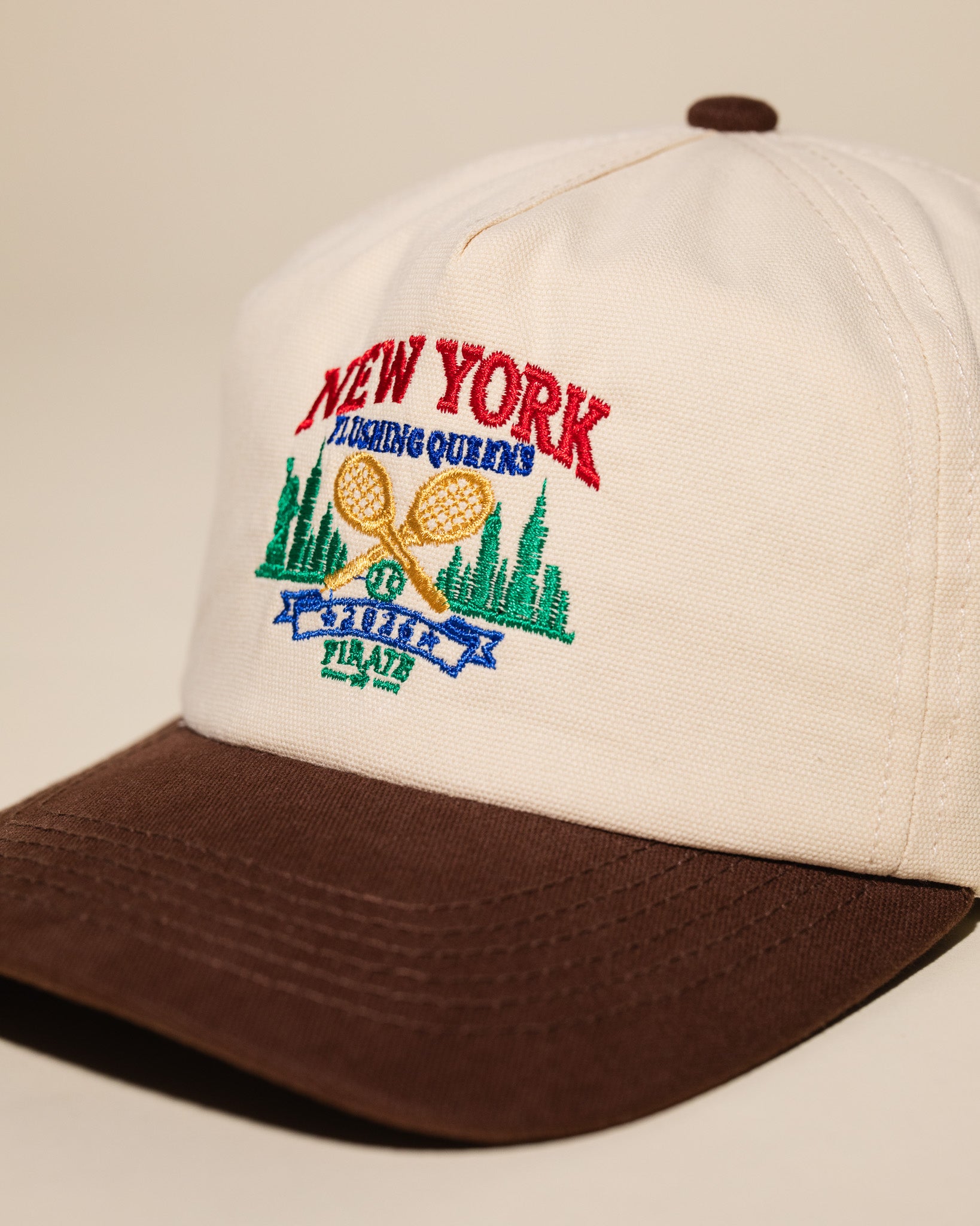 New York Courts Vintage Hat (Cream/Brown)