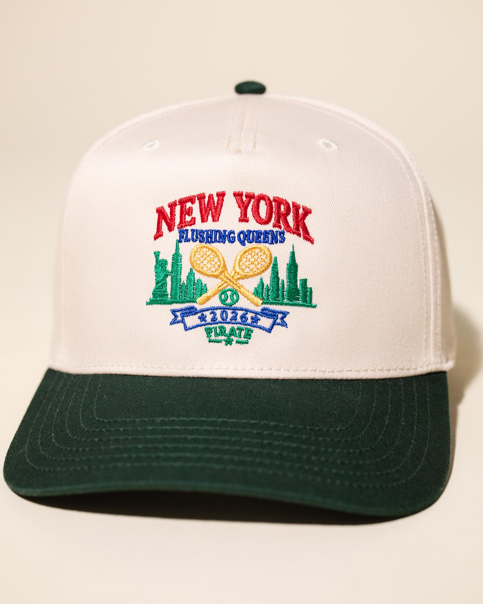 New York Courts Hat (Cream/Green)