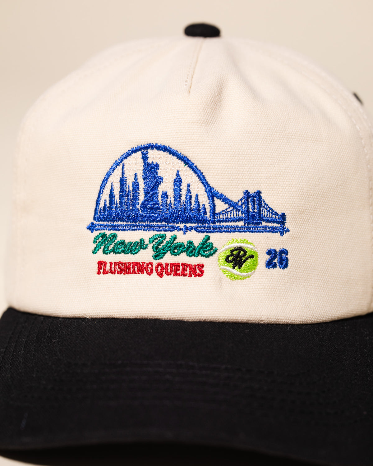 Queens Tennis Vintage Hat (Cream/Black)