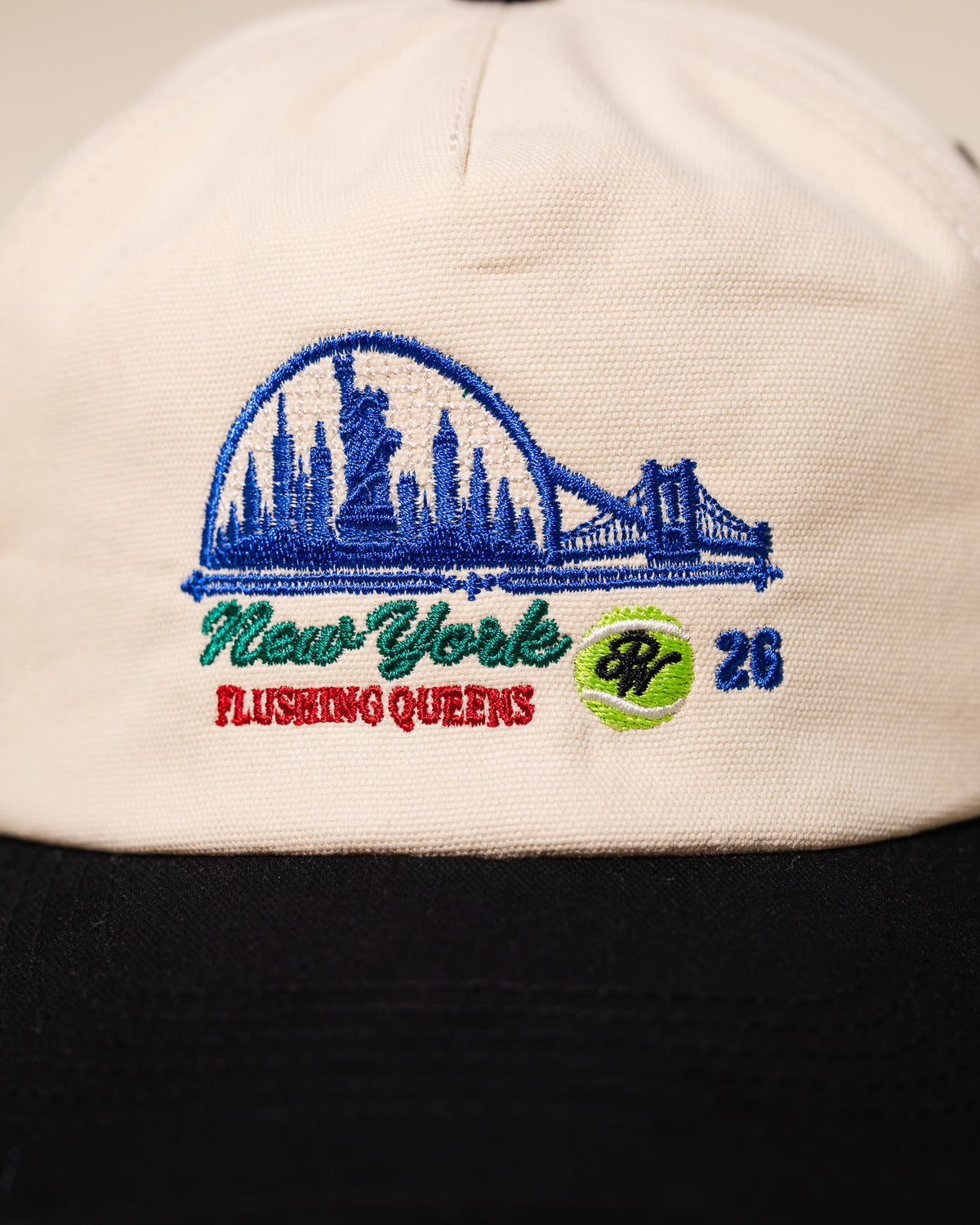 Queens Tennis Vintage Hat (Cream/Black)